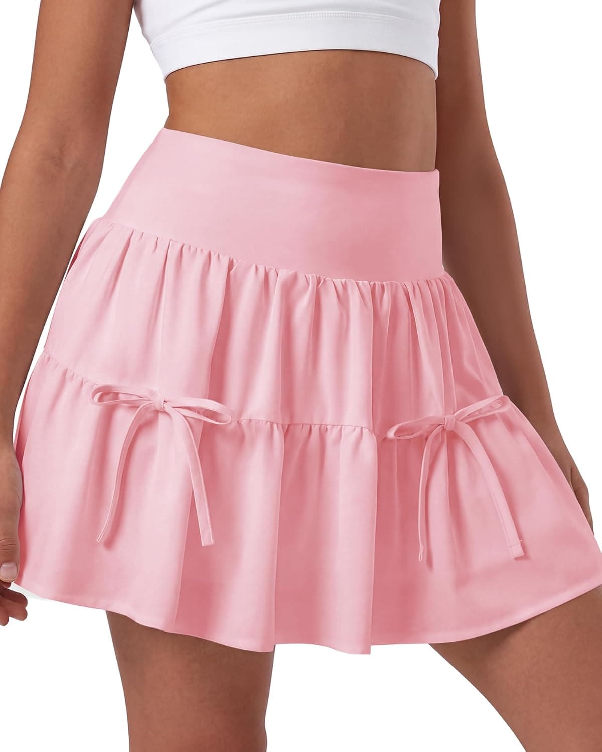 Stelle Women's High Waist Athletic Skorts Flowy Mini Cake Skirt Casual Skorts with Shorts Pocket