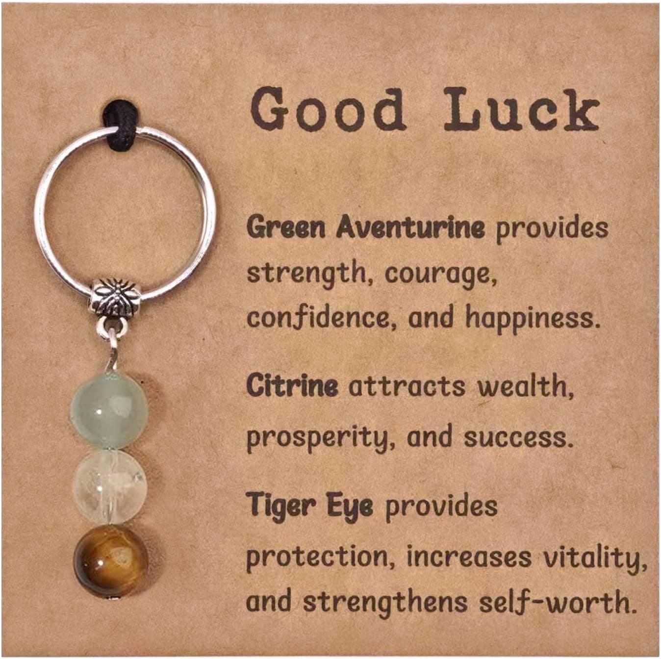 Crystal Keychain Charms with Message Card – Good Luck Charms for Bag, Purse, Key Chains, Lucky Gifts for Women, Men, Friends, Mom, Dad, Wife, Husband, Crystals Gifts for Birthday, Graduation, Travel