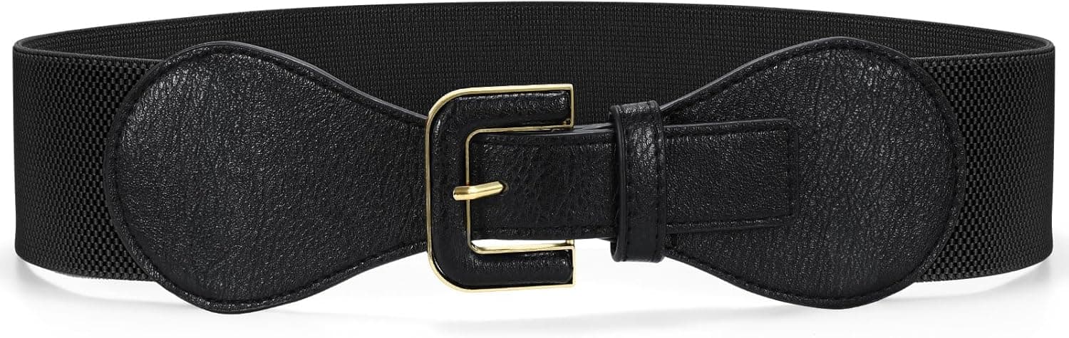 SUOSDEY Wide Waist Belt for Women Dresses Elastic Chunky Belt with Gold Buckle Fashion Thick Stretchy Ladies Belt - image 1