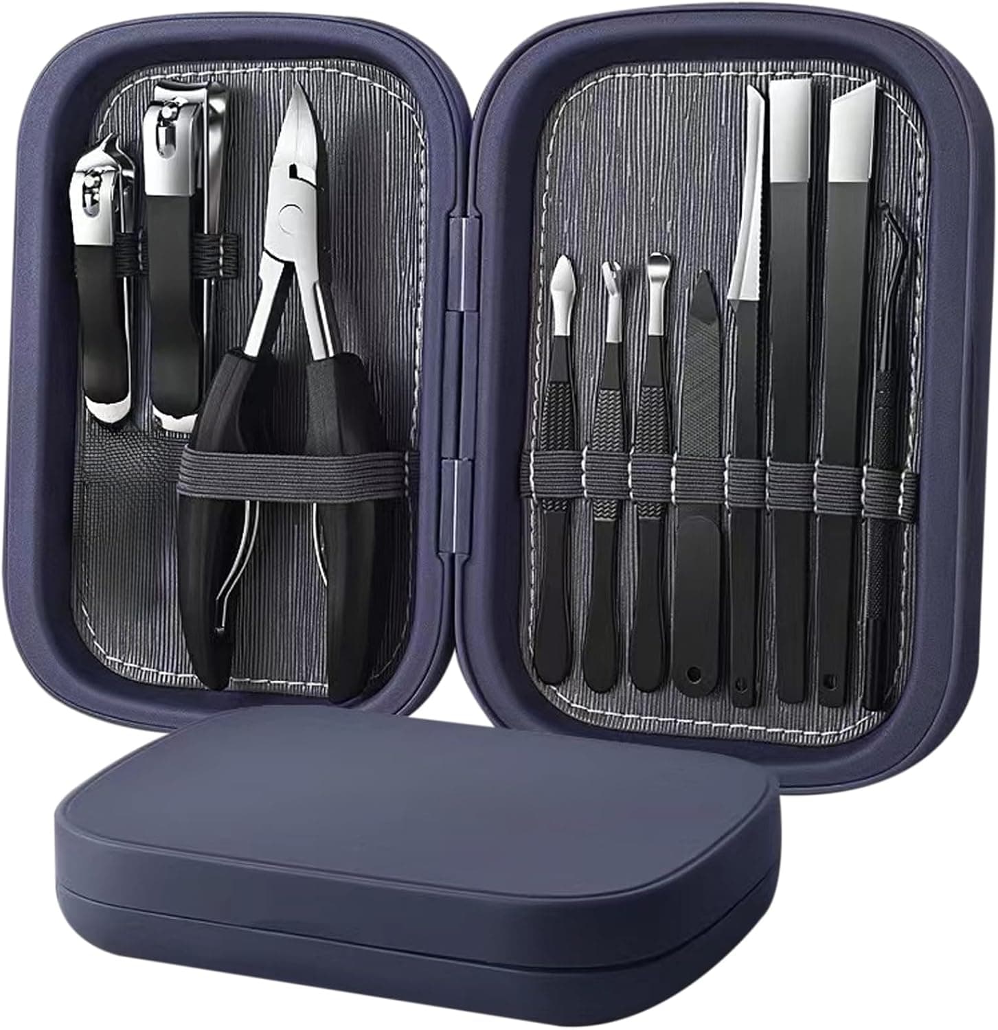 11pcs Ingrown Toenail Clipper Nail Cutter,Multifunctional Stainless Steel Nail Clipper,Adult Thick Nails Travel Grooming Kit Manicure & Pedicure Set Personal Care Tools (Black)