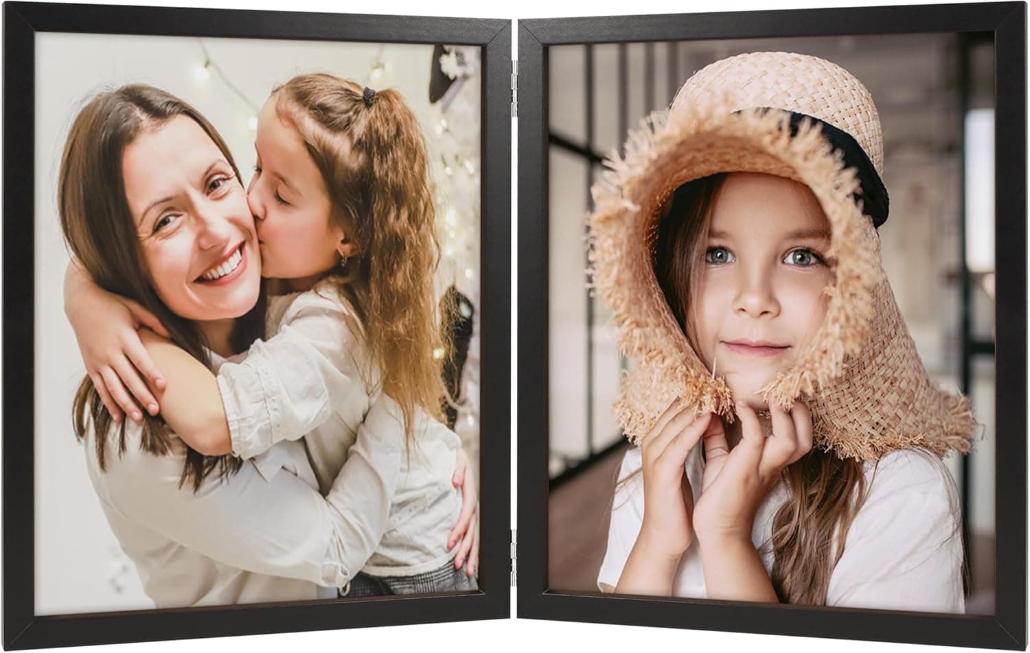 8x10 Double Picture Frames Hinged Folding Photo Frames Vertical Stand Frames (Black) - image 1
