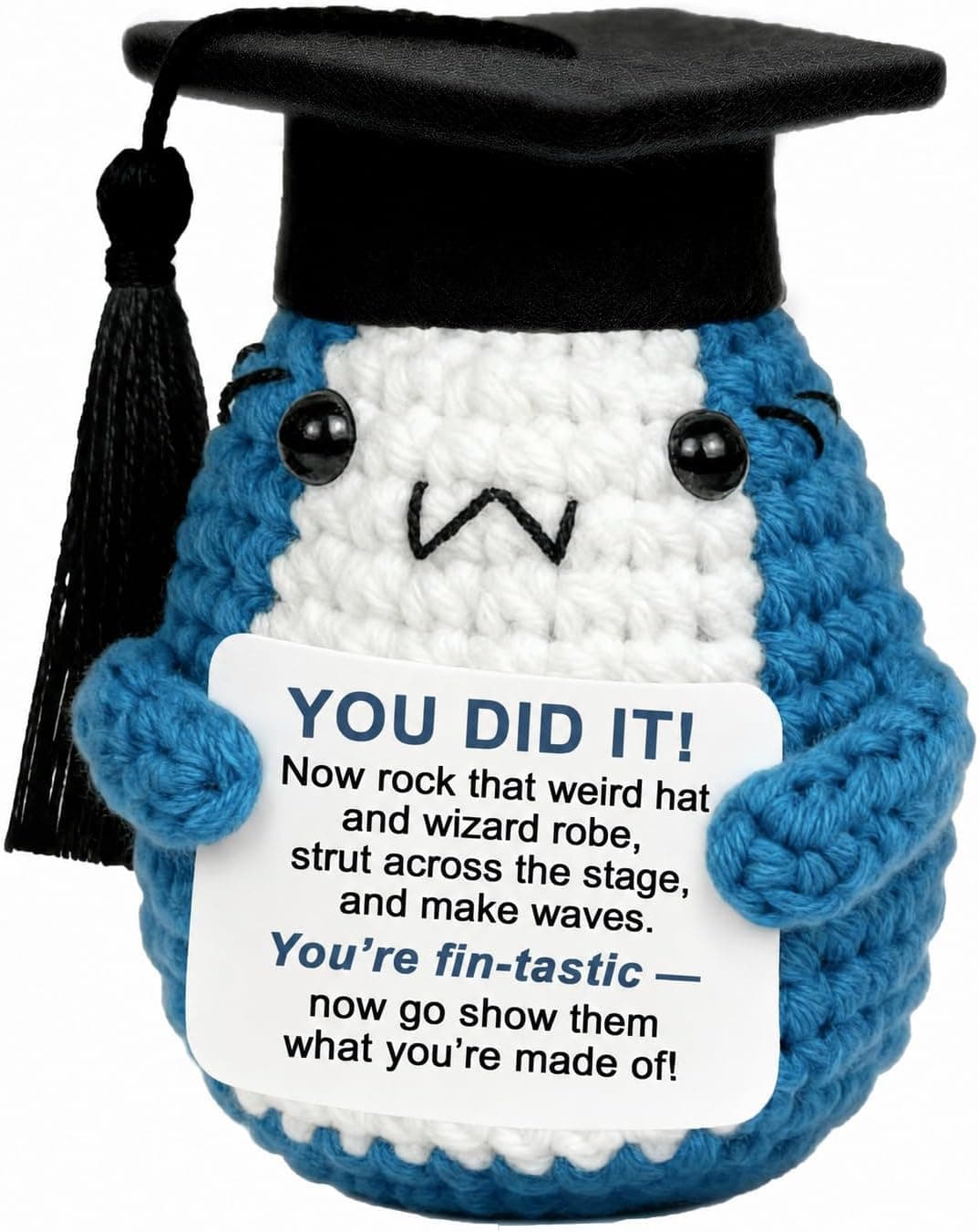 2026 Graduation Gift for Friend, Funny Congratulations Gift for Daughter Son, Cute Crochet Shark Keepsake Small Desk Decor - image 1