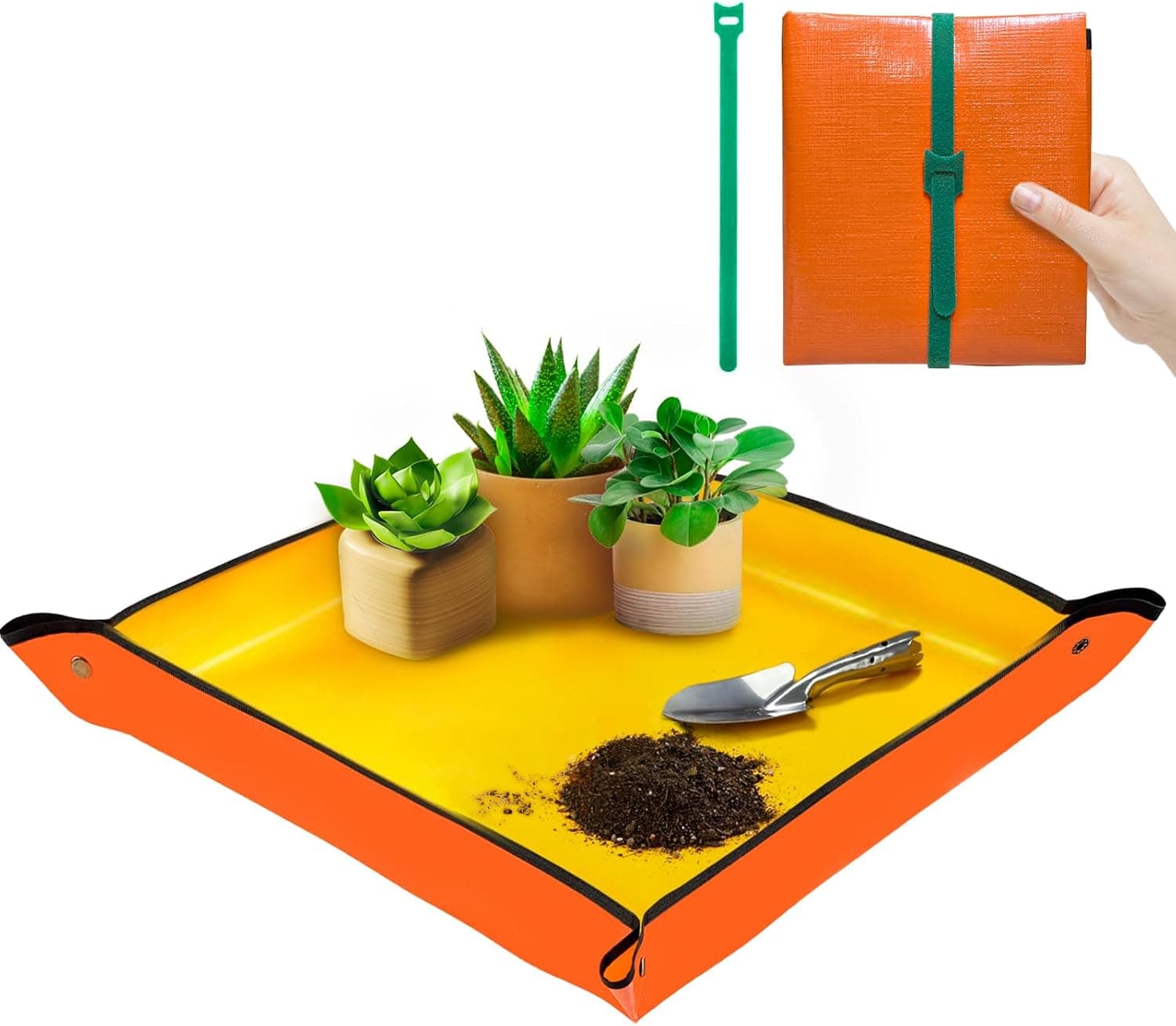 Square Succulent Gardening Tray Waterproof 26.8" x 26.8" Thickened Tidy Soil Change Mat - image 1
