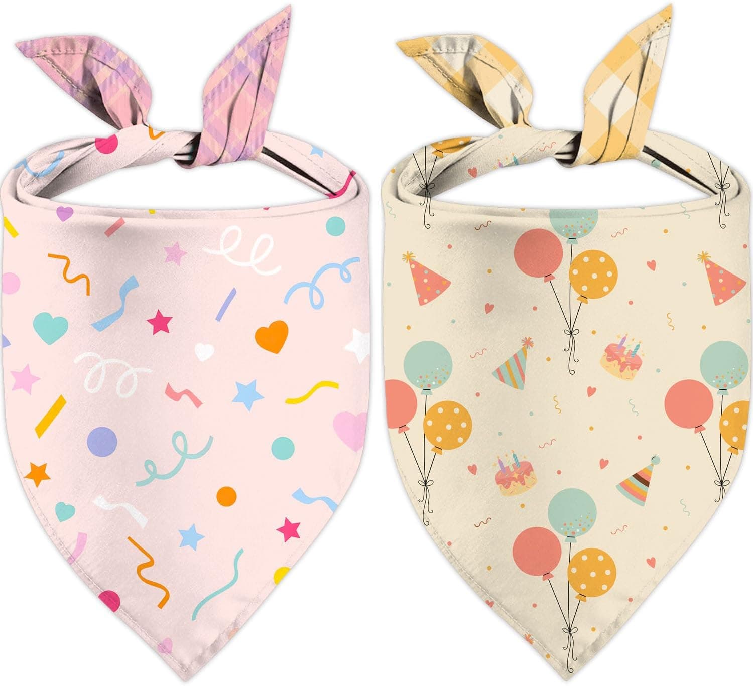 Happy Birthday Dog Bandanas, Double Sided Adjustable Birthday Party Pet Decorations 2 Pack Triangle Bibs Cat Scarf Set