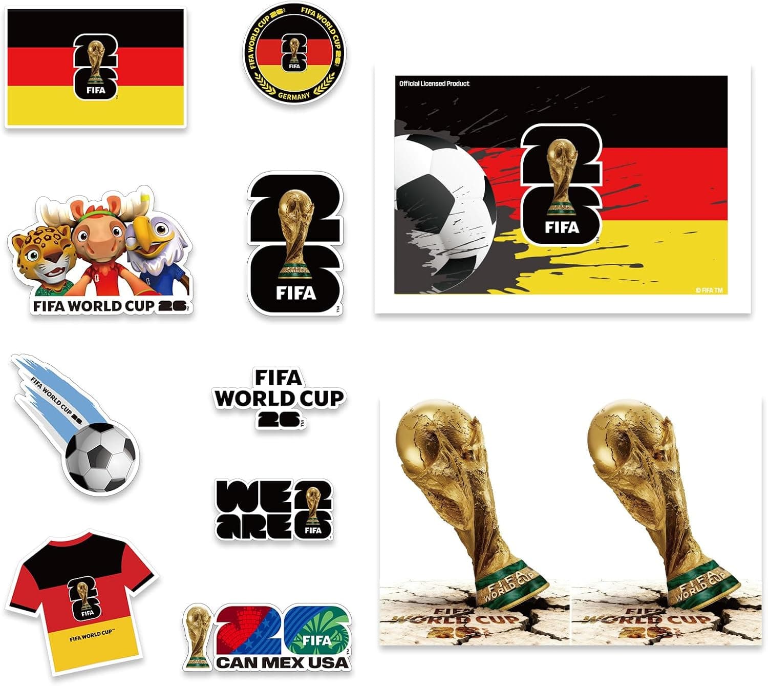 FIFA World Cup 2026 Official Licensed Sticker, 12Pcs Waterproof Decals for Laptop, Water Bottle, Car, Soccer Fan Gift