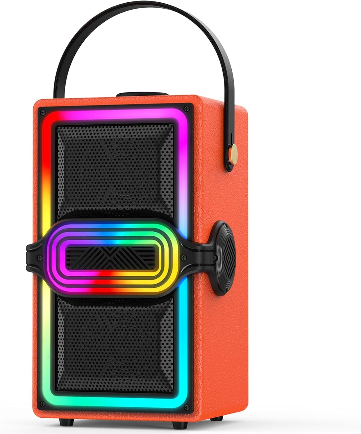 Bluetooth Speaker, 120W Peak Power Wireless Speakers Boombox with Deep Bass, Portable Loud Stereo Sound Subwoofer with LED Light Show for Party, Outdoor, Camping (Orange)