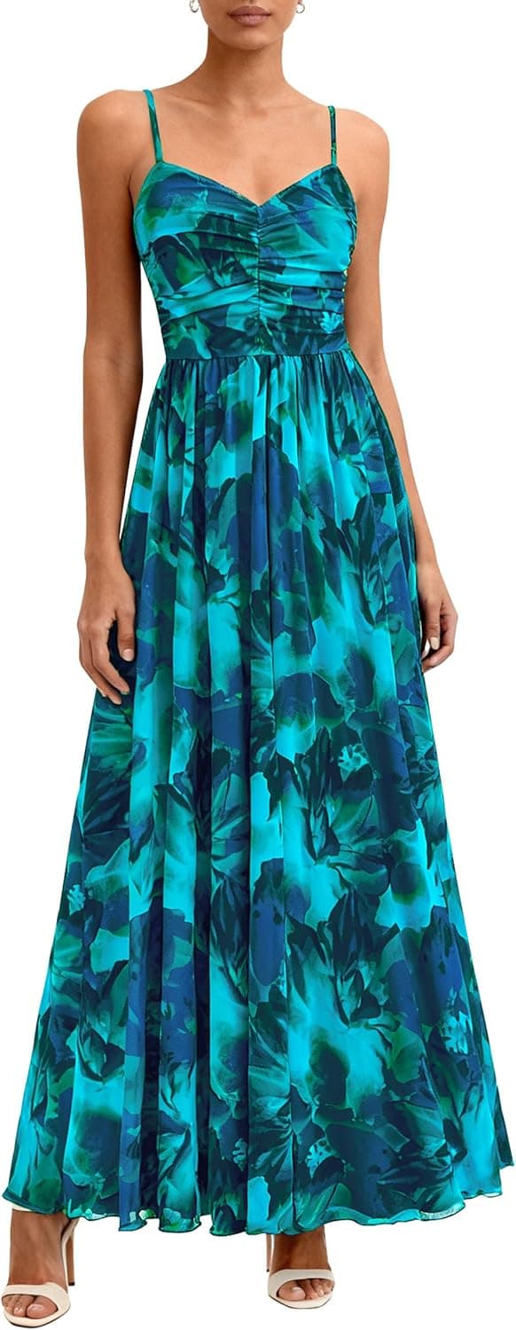 PRETTYGARDEN Women Summer Floral Maxi Dress 2026 Spring Spaghetti Strap Mesh Boho Sundress Party Beach Vacation Long Dresses