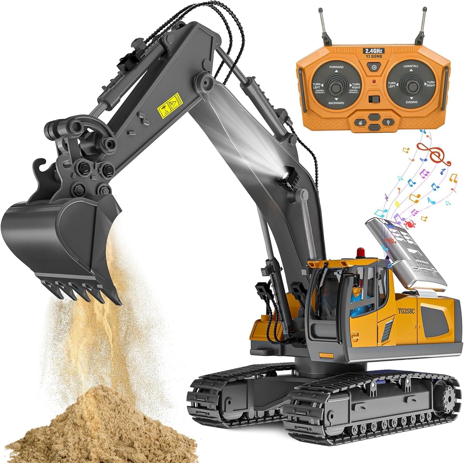 Remote Control Excavator Toy for Boys 6-11 yrs Old,11-Channel RC Excavator Toy,with Metal Shovel,2.4Ghz RC Construction Vehicle,Ideal Gifts for Kids on - image 1
