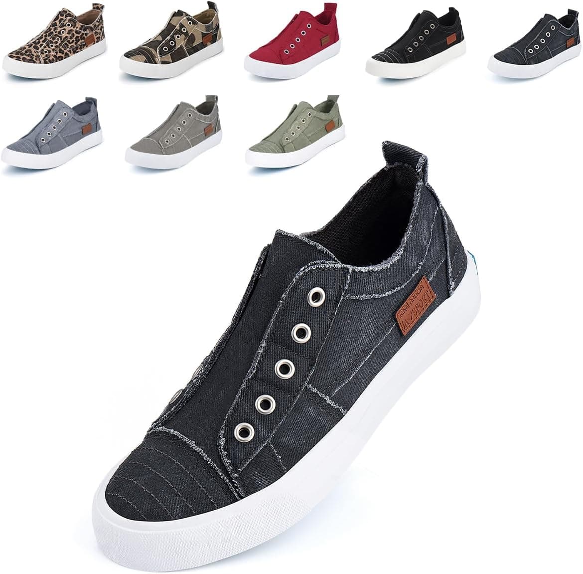 JENN ARDOR Womens Slip On Fashion Sneakers No Laces Comfortable Casual Low Canvas Sneakers Flats Walking Shoes - image 1