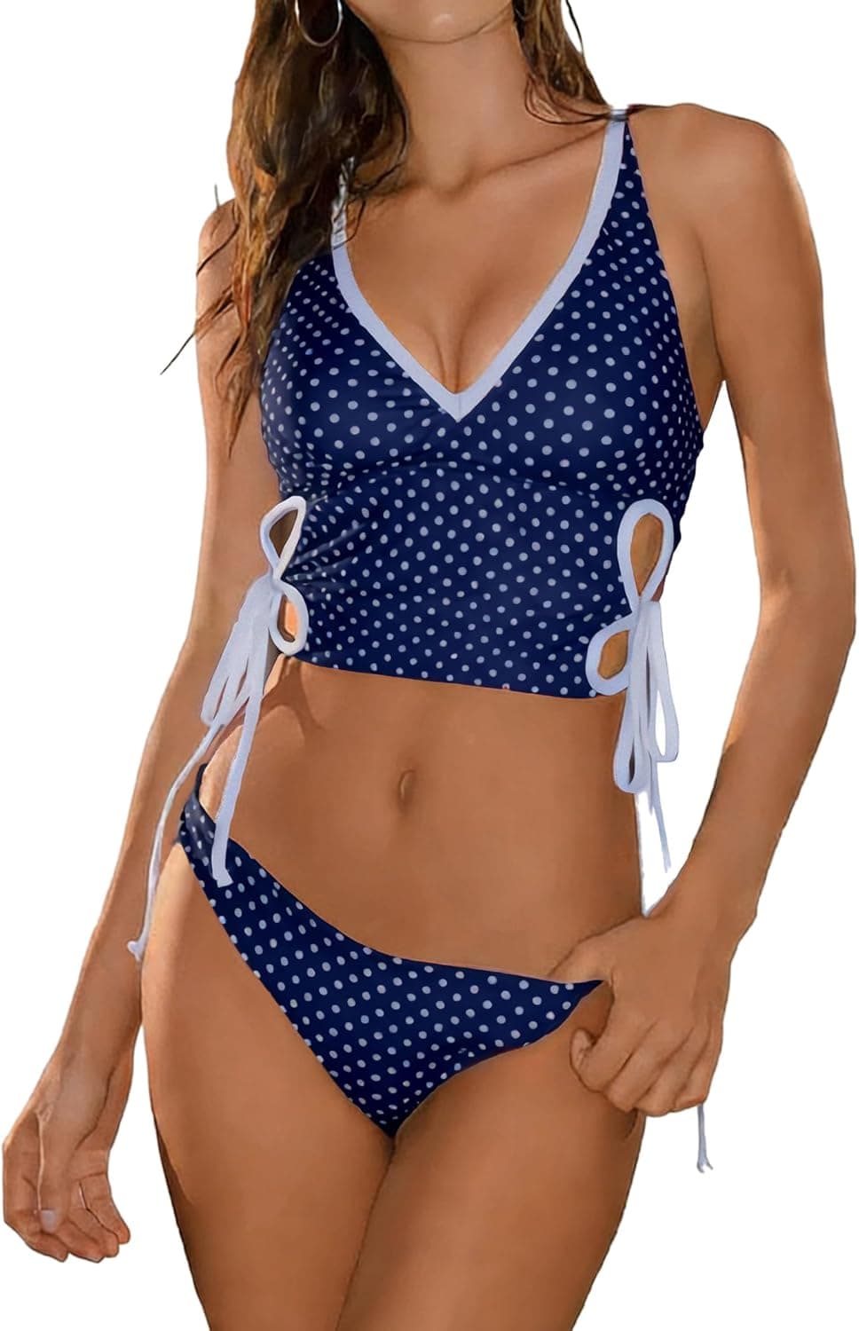 ZAFUL Trendy Swimsuits for Women Floral Cutout Tankini Ruched Side Tie Bathing Suits Retro Two Piece Sporty Vintage Bikini - image 1