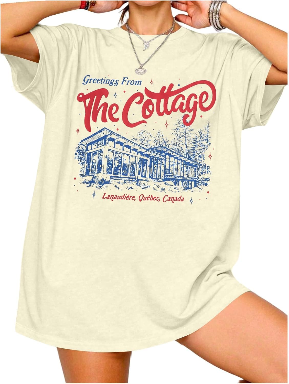 Heated Rivalry Shirt for Women :Greeting from The Cottage Lanaudière Québec Canada Letter Print Sports Tee