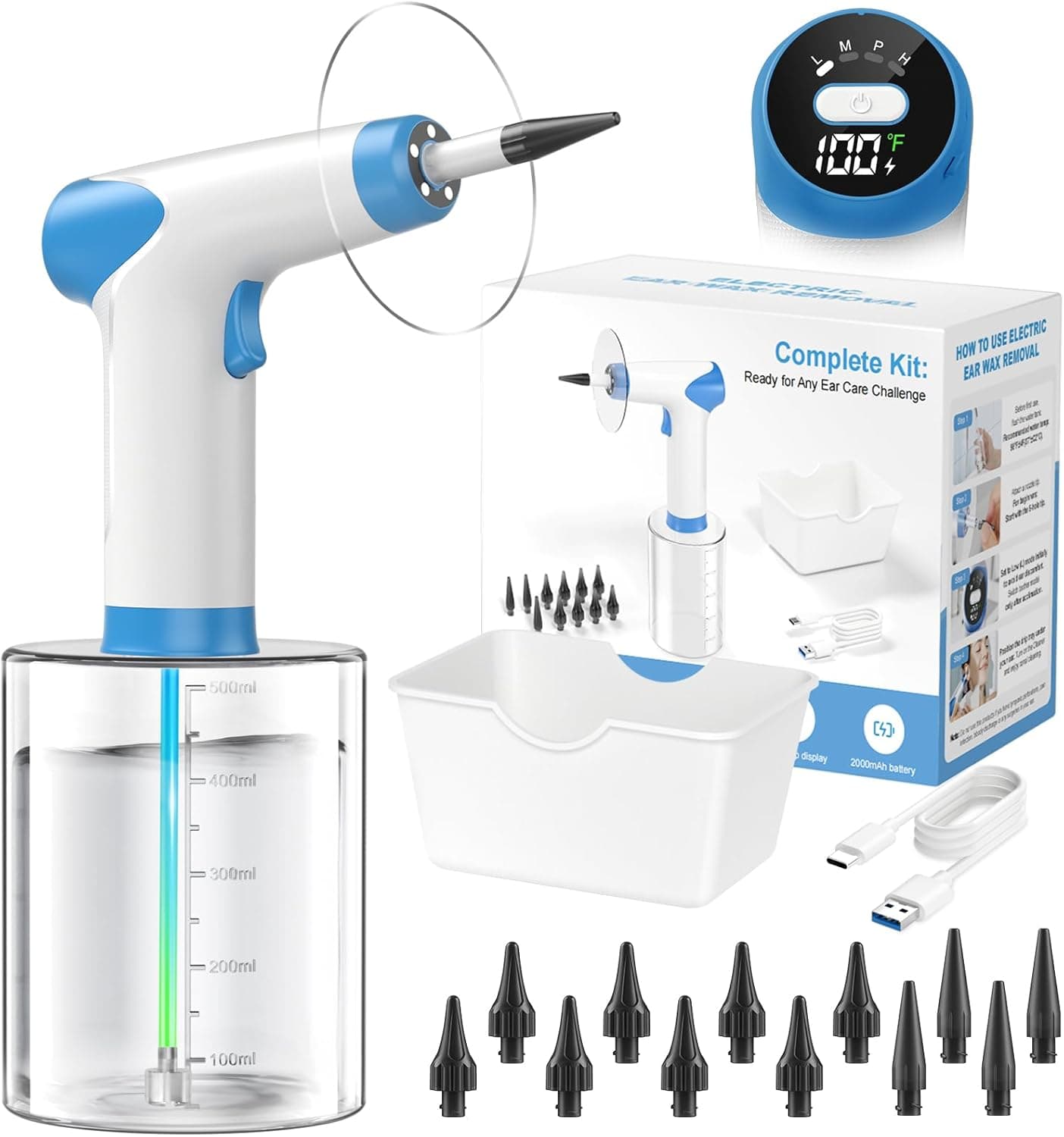 Featjoy Ear Wax Removal Kit, FSA Eligible HSA Approved, 2026 Electric Ear Cleaner with 12 Cleaning Modes & Real-Time Water Temperature, Effective Ear Flushing Irrigation System for Adults Kids - image 1