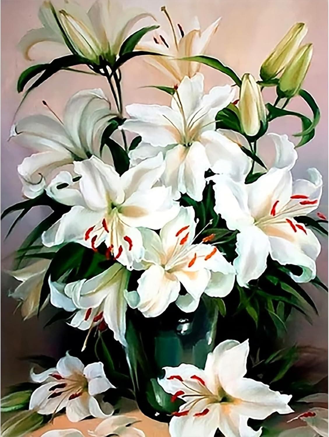 Lophomie Lily Flower Diamond Art Kits for Adults, 5D DIY Flower Diamond Painting Kits for Beginners, Diamond Dots Kits Gem Arts Crafts for Home Wall Decor 12x16in - image 1