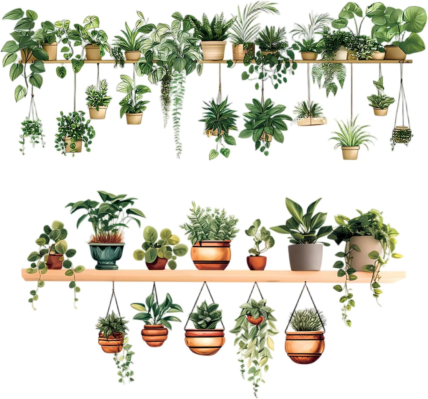 2 Pieces Wall Stickers, Green Plants Walls, Beautiful Decorative Wall Stickers, Trendy Wall Decoration for Living Room, Bedroom or Kitchen