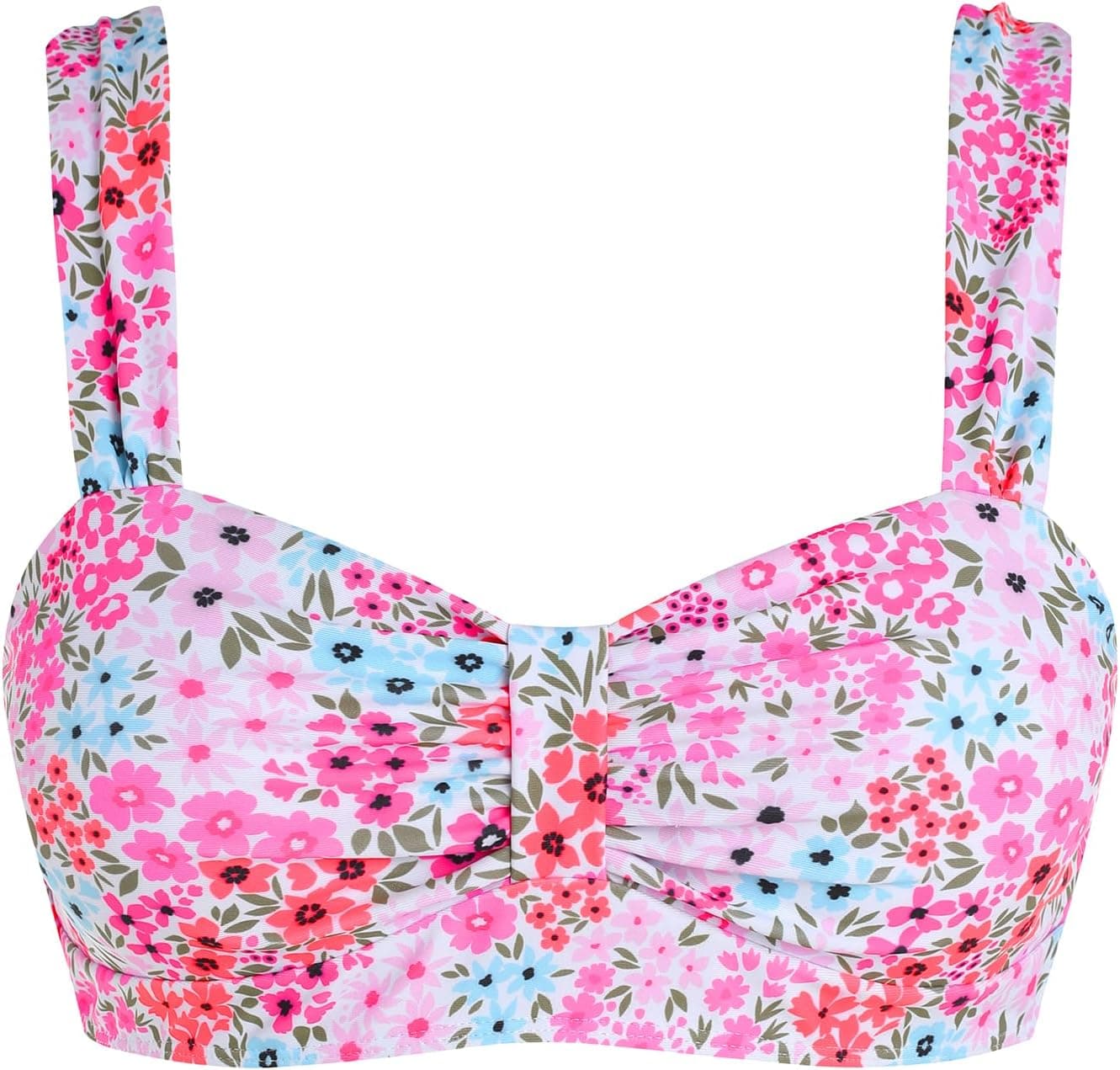 ZAFUL Women Bikini Top Only-Ruched Bra Padded Bathing Suit Top Cross Back Vintage Retro Bathing Suit Tops 2026