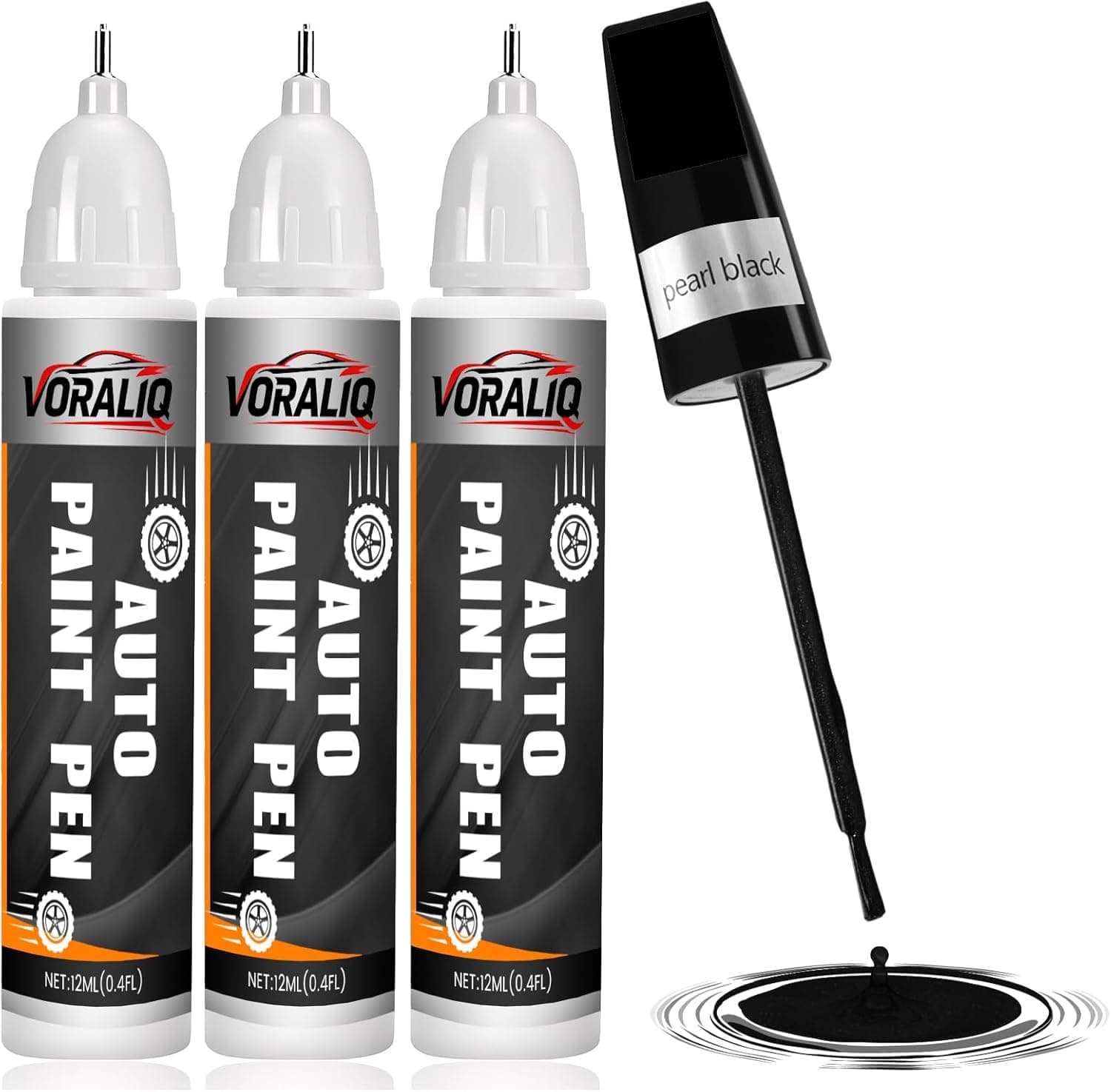 Touch Up Paint for Cars, 3-Pack - Pearl Black Car Scratch Repair Pen, Color Accurate Automotive Touch Up Paint, Long-Lasting Scratch Resistance, Fast-Drying & User-Friendly, Safe & Water-Resistant for Automotive & Household Touch-Ups - image 1