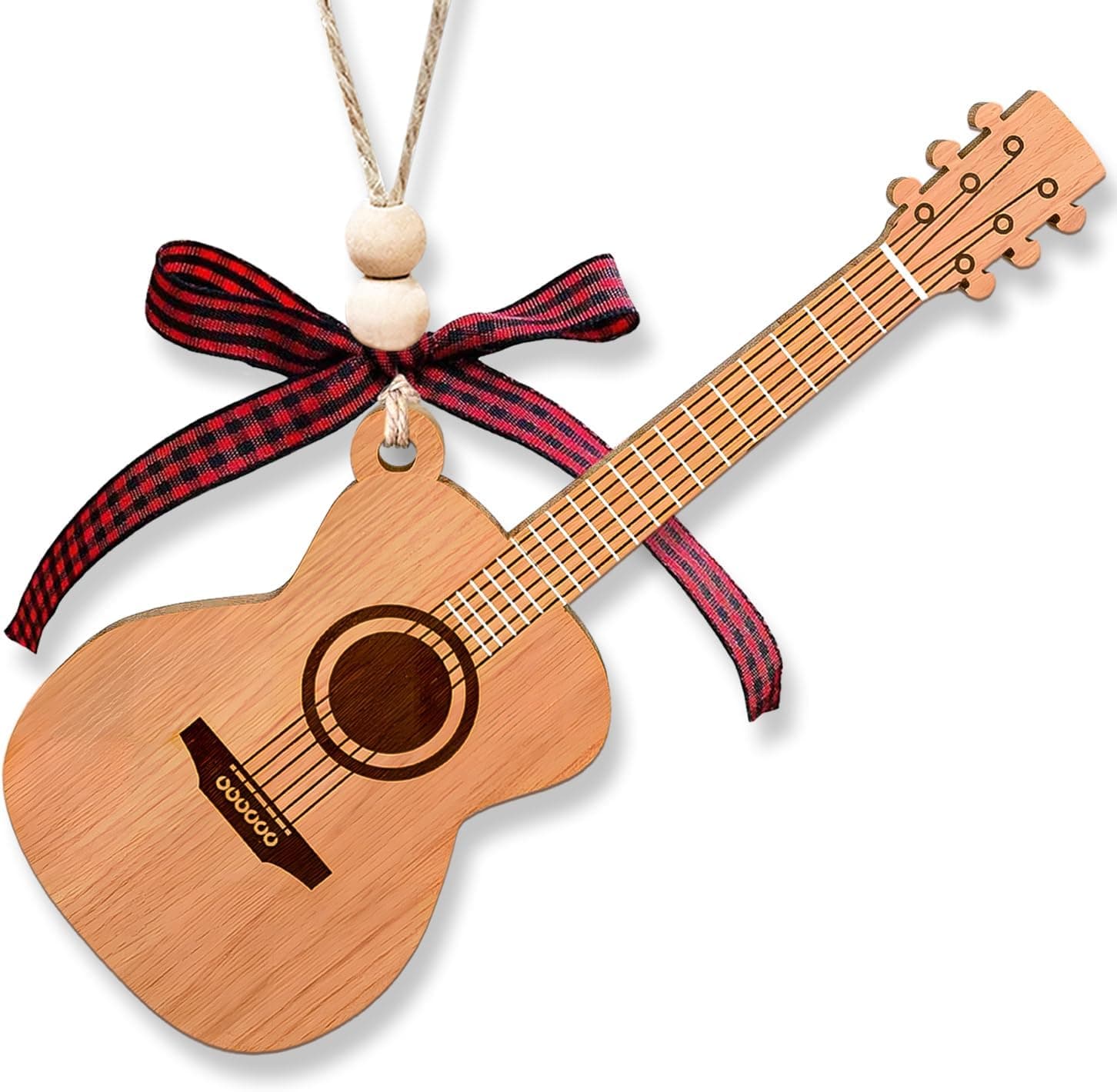 Guitar Ornaments for Christmas Tree, Mini Wooden Guitar Ornament Decor, Unique Music Ornaments - Best Gifts for Guitarists Lovers
