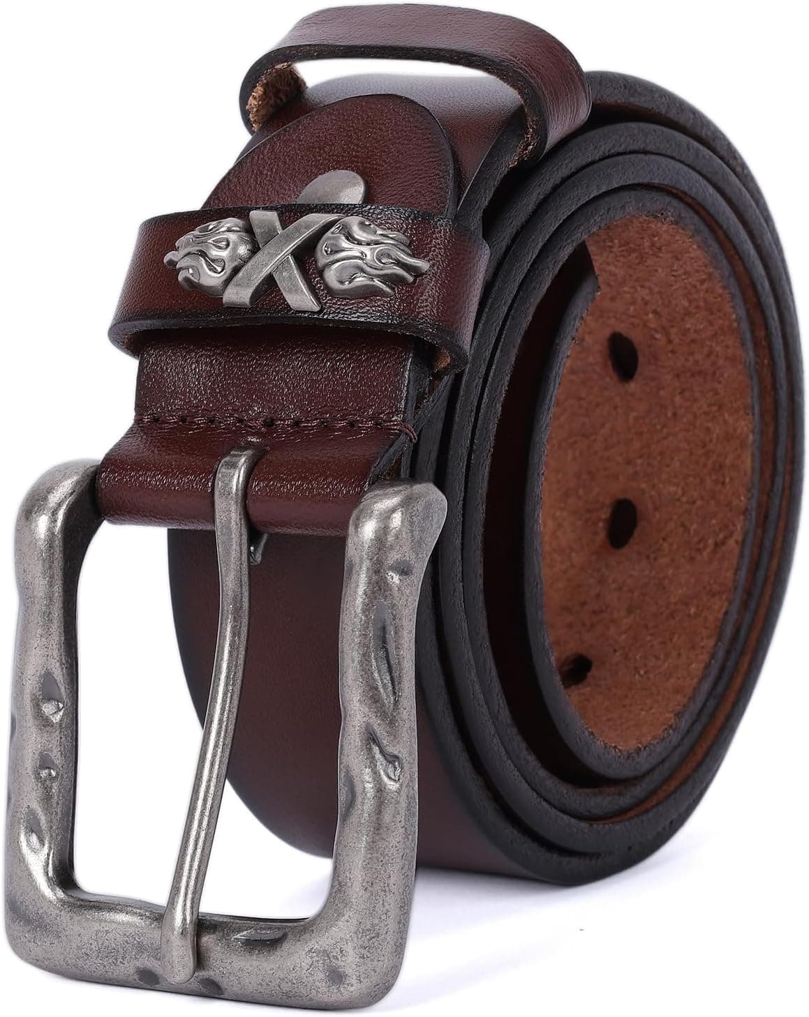 Mens Belts Full Grain Leather Real Italian Material Western Cowboy Belt 1.5 Wide Casual Jean Belt Gift Box Packaging