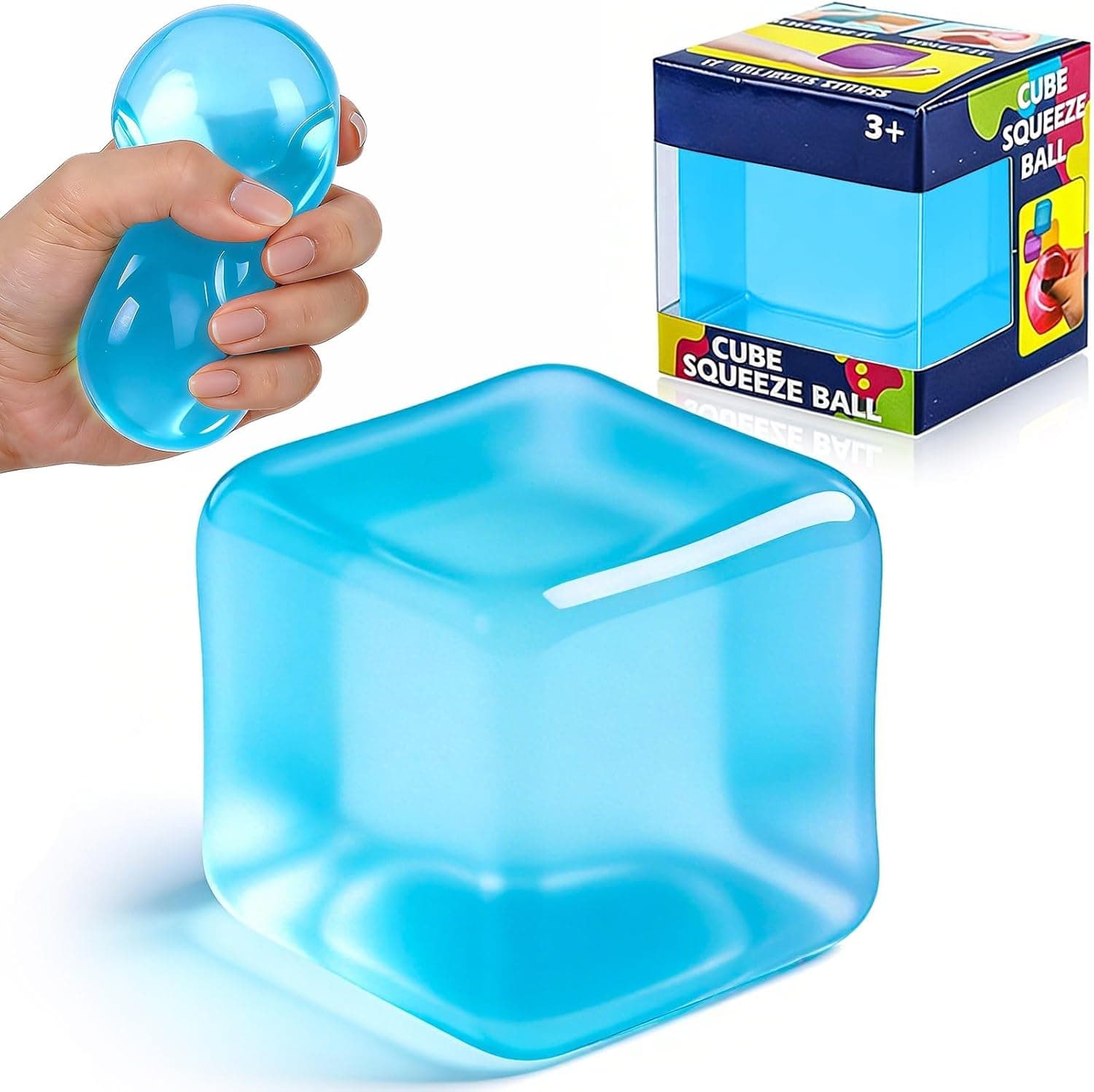 Cube Squishy Stress Relief Toys, Clear Sensory Fidget Toys for Anxiety & ADHD, Soft Slow Rising Squeeze Toys for Desk Office, Cool Gadgets Gifts for Teens and Adults