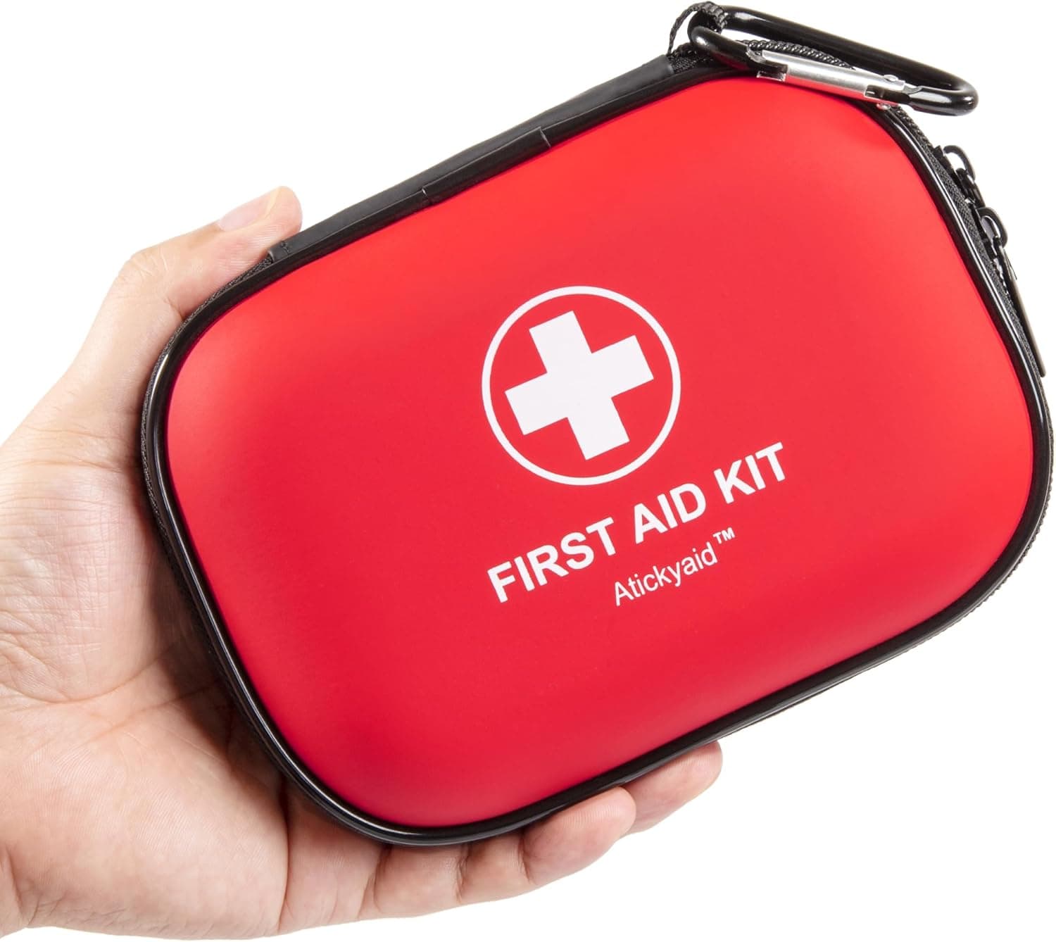 Mini First Aid Kit - 120 Piece Small Waterproof Hard Shell Medical Kit for Car, Home, Office, Travel, Camping, Sports - Emergency First Aid Supplies and Survival Kit (Red)