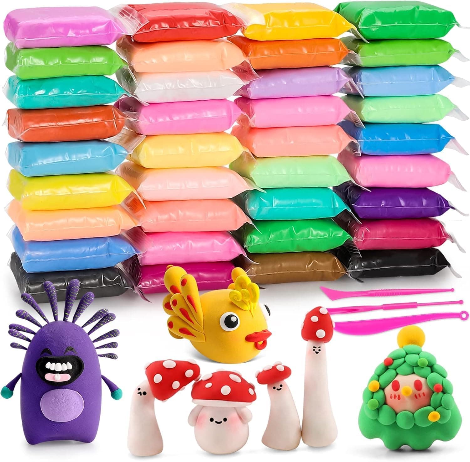 EDIFON Air Dry Clay Kit, 36 Colors Modeling Clay with Tools, Ultra Light, Safe and Non-Toxic, Ideal Gift for Kids (36 Colors+ Tools) - image 1
