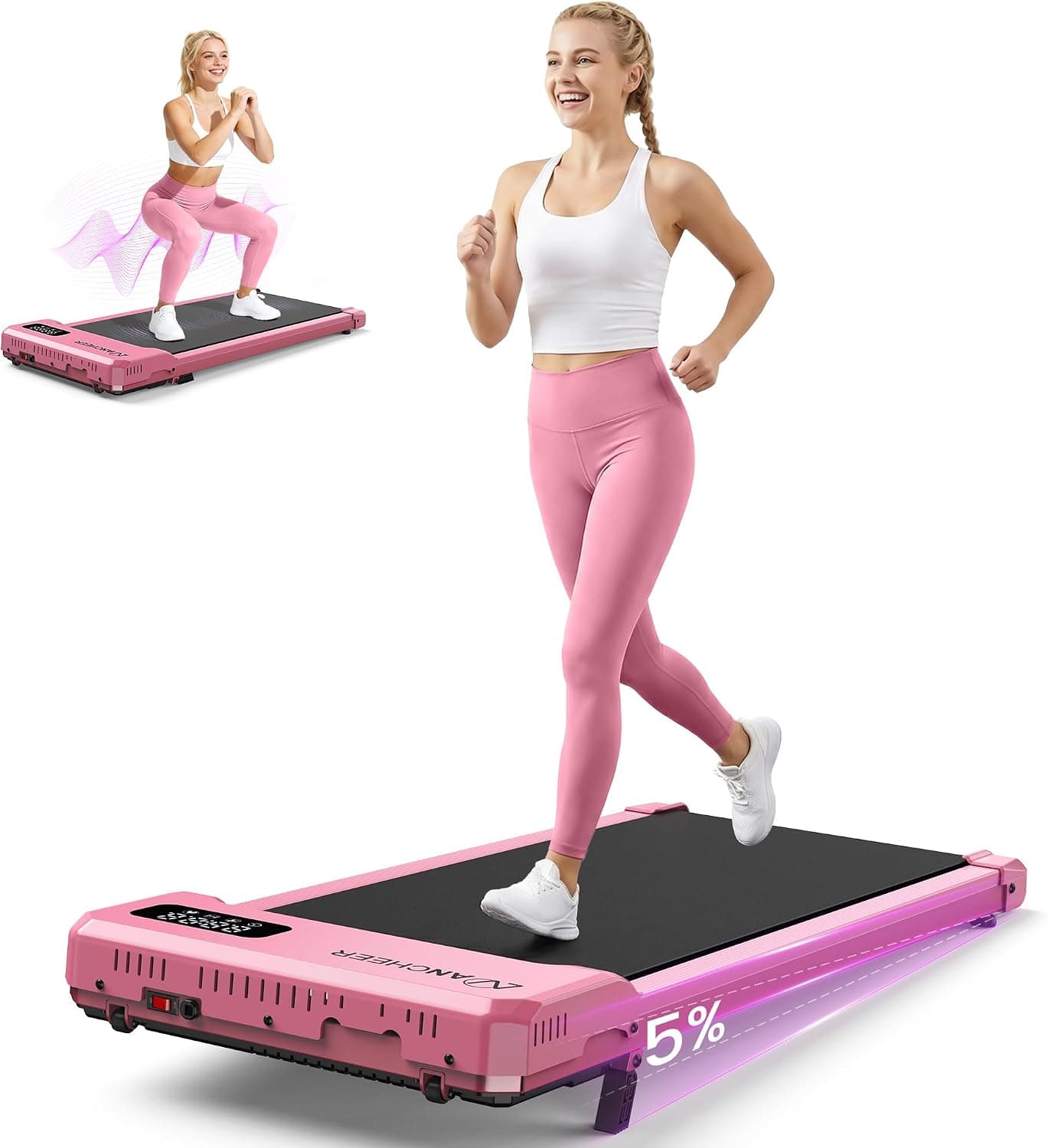 Small Walking Pad Treadmill with Incline - Under Desk Treadmill with Vibration Plate, 2.5HP Compact Portable Treadmills for Home Small Spaces, Office, Running Machine with Remote Control & LED Display