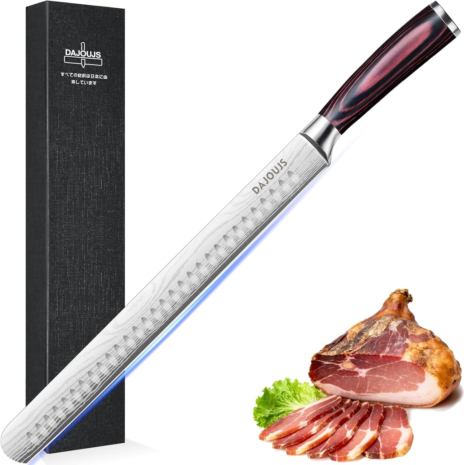 Nanbone Brisket Knife Meat Carving Knives - 12 Inch Ultra Sharp High Carbon Steel Kitchen Carving Slicing Knife with Ergonomic Wood Handle & Gift Box for Turkey, Meat Cutting, BBQ - image 1
