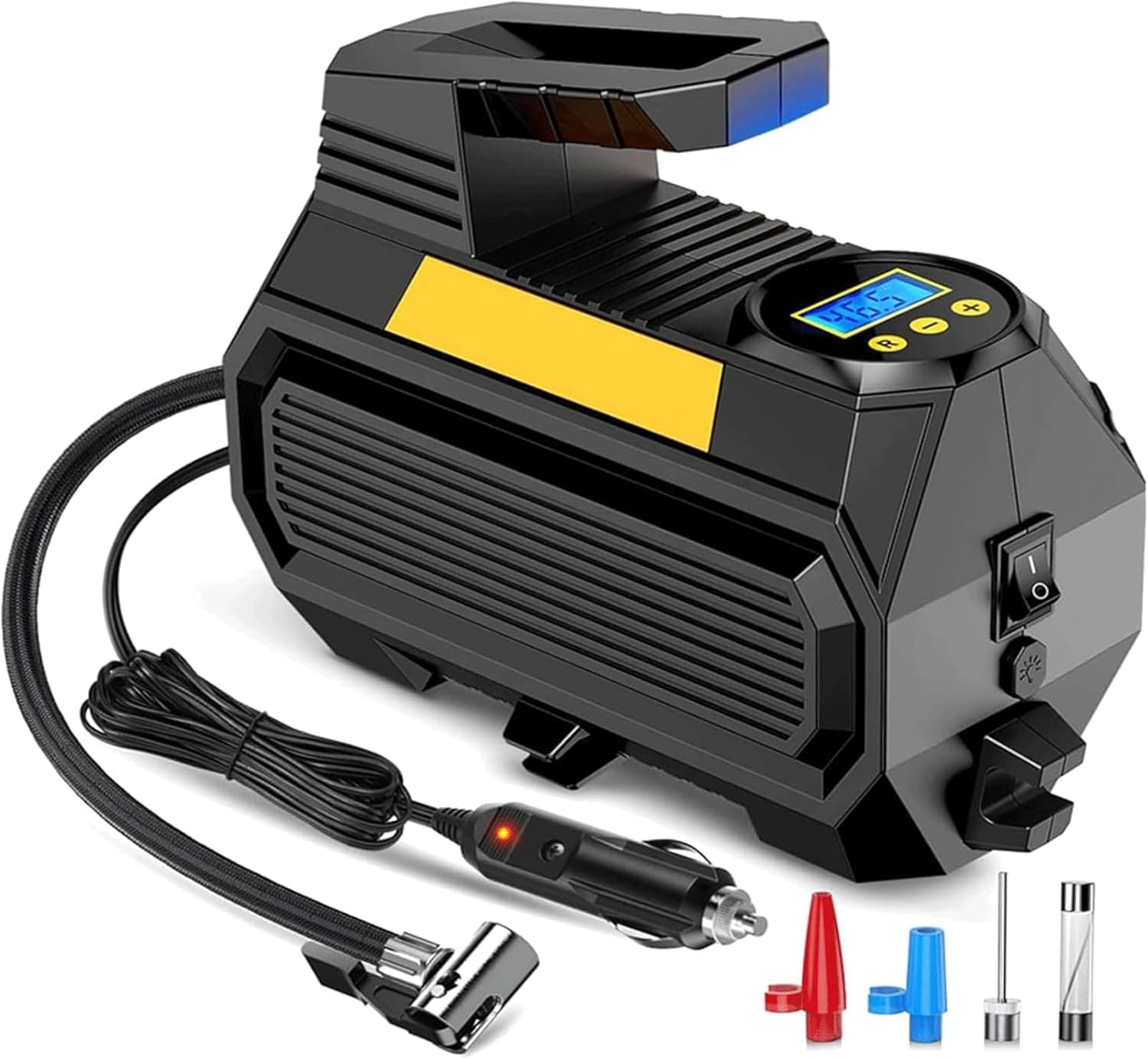 Tire Inflator, Portable Air Compressor Pump for Car Tires, 12V DC Auto Tire Pump with Digital Pressure Gauge, Up to 150PSI with Emergency LED Light for Bicycle, Balloons - image 1