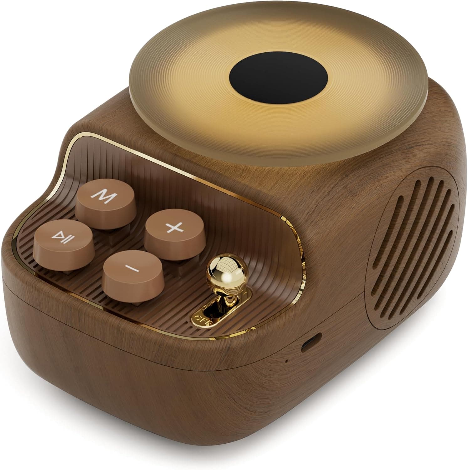 Speakers Bluetooth Wireless, 3 in 1 Protable Cute Speakers with Aromatic tray, Vintage Record Player Look, Adjustable Ambient Lights for Home Office Decor, Gifts for Mother, Girlfriend, Men (Wood) - image 1