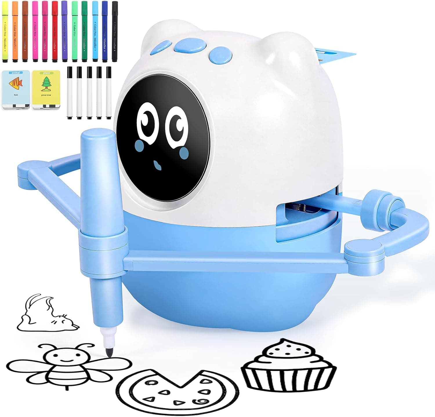 Drawing Robot for Kids, Montessori Interactive Learning Toy with 150+ Cards, Step-by-Step AI Art Tutor for Toddlers 3-8, Screen-Free Educational Gift, Spell & Draw Supplies for Boys Girls - image 1