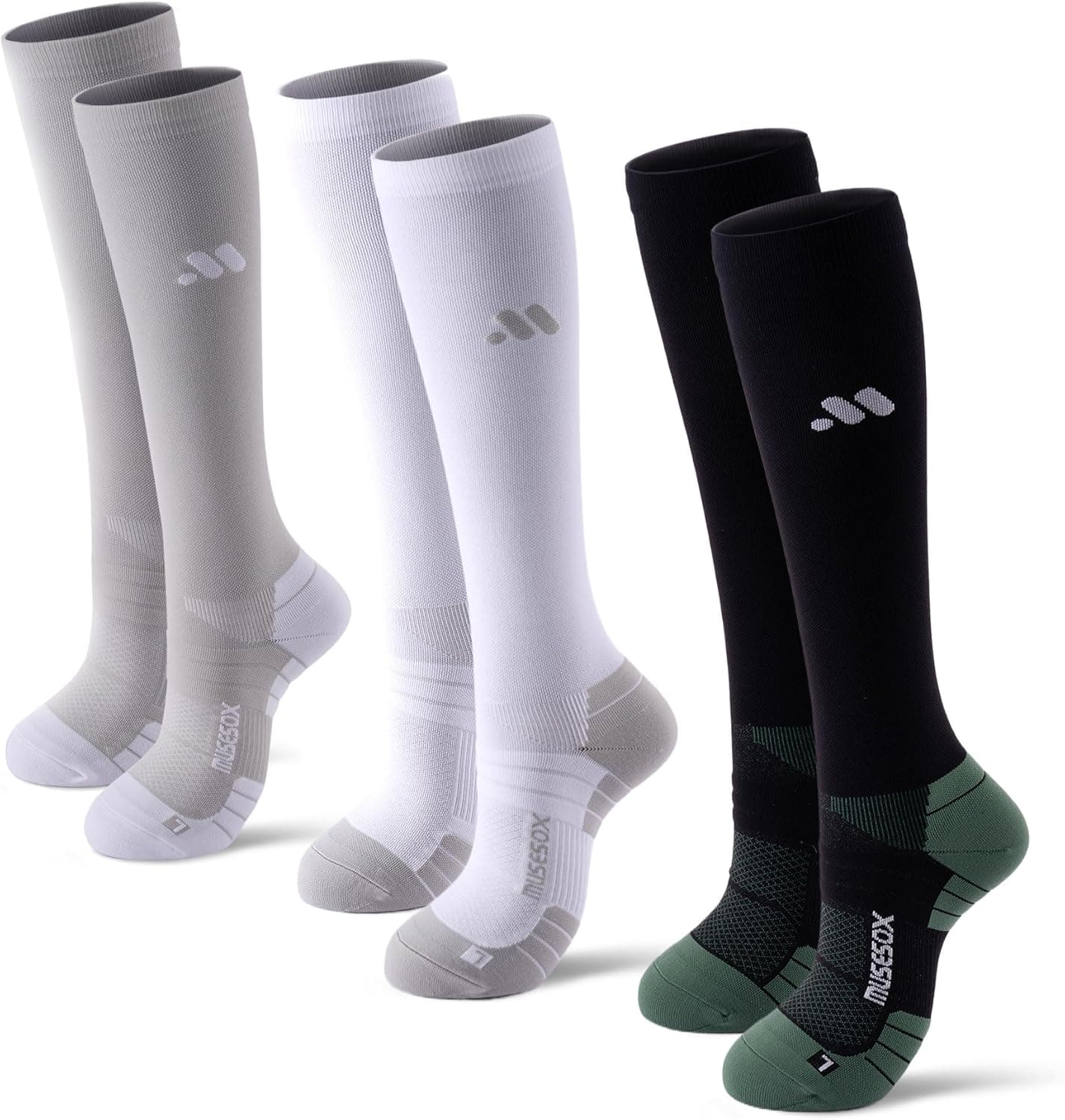 Compression Socks for Women and Men,Knee High 15-20mmHg Graduated Support(3 Pairs) Best for Nurses,Pregnant,Travel