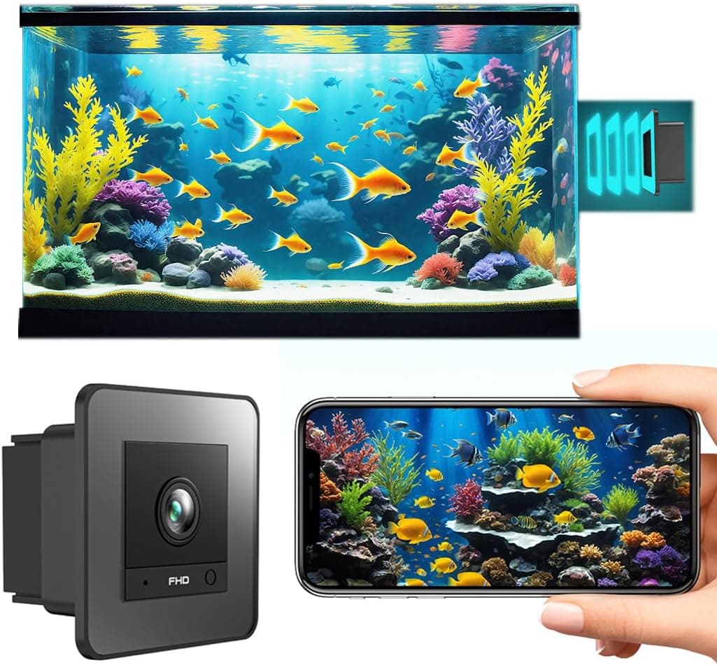 2K Aquarium Security Camera Anti-Glare & Anti-Reflection for Glass Tank/Window/Door, Fish & Reptiles, with Night Vision, Motion Detection, 2-Way Audio, 24/7 Local Storage 140° Wide-Angle - image 1