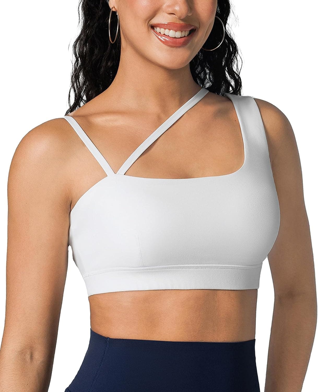 BRXL Sports Bra for Women Adjustable Spaghetti Strap Removable Pads Low Impact Light Support Yoga Pilates Thin Strap
