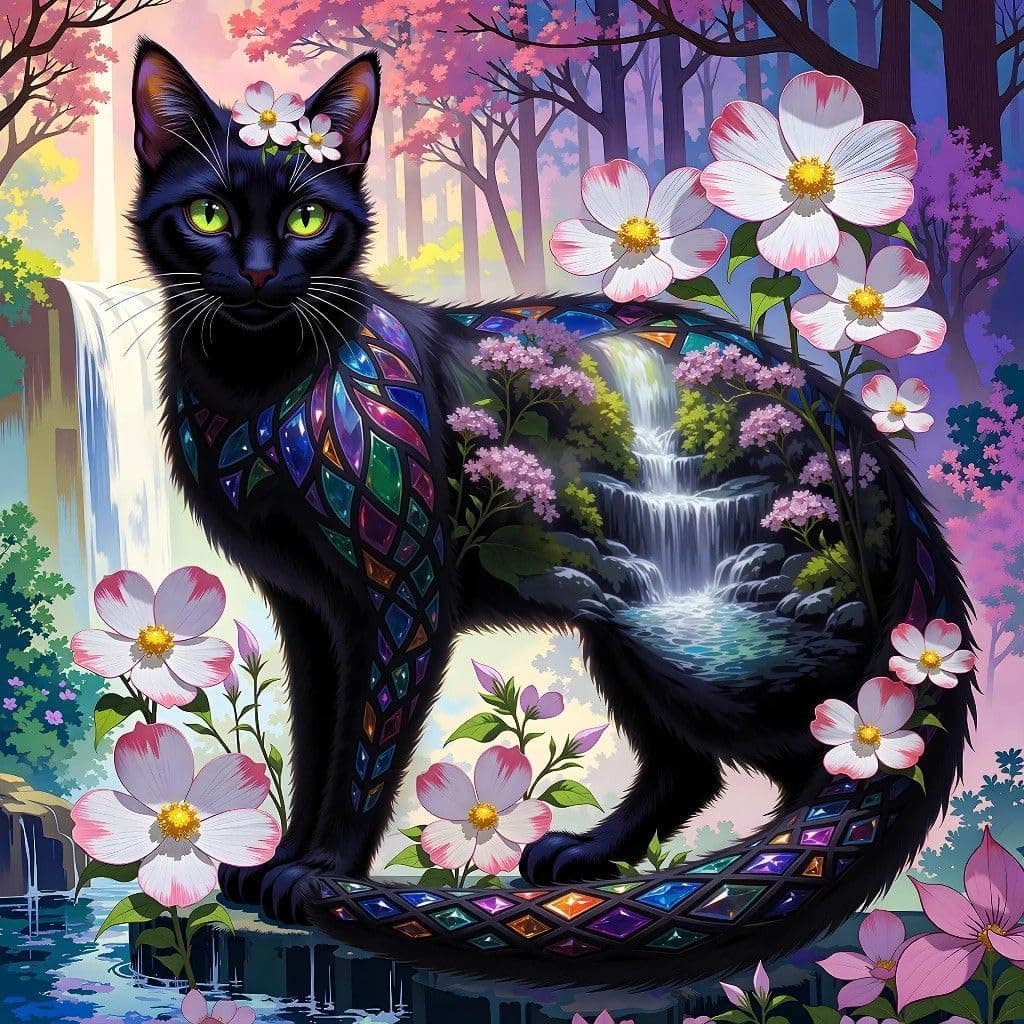 Lophomie Diamond Art Kits for Adults, 5D DIY Cat Diamond Painting Kits for Beginners, Diamond Dots Kits Gem Arts Crafts for Home Wall Decor 14x14in - image 1
