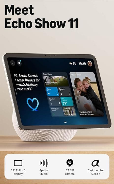 Amazon Echo Show 11 (Glacier White) - Full-HD Display & Spatial Audio