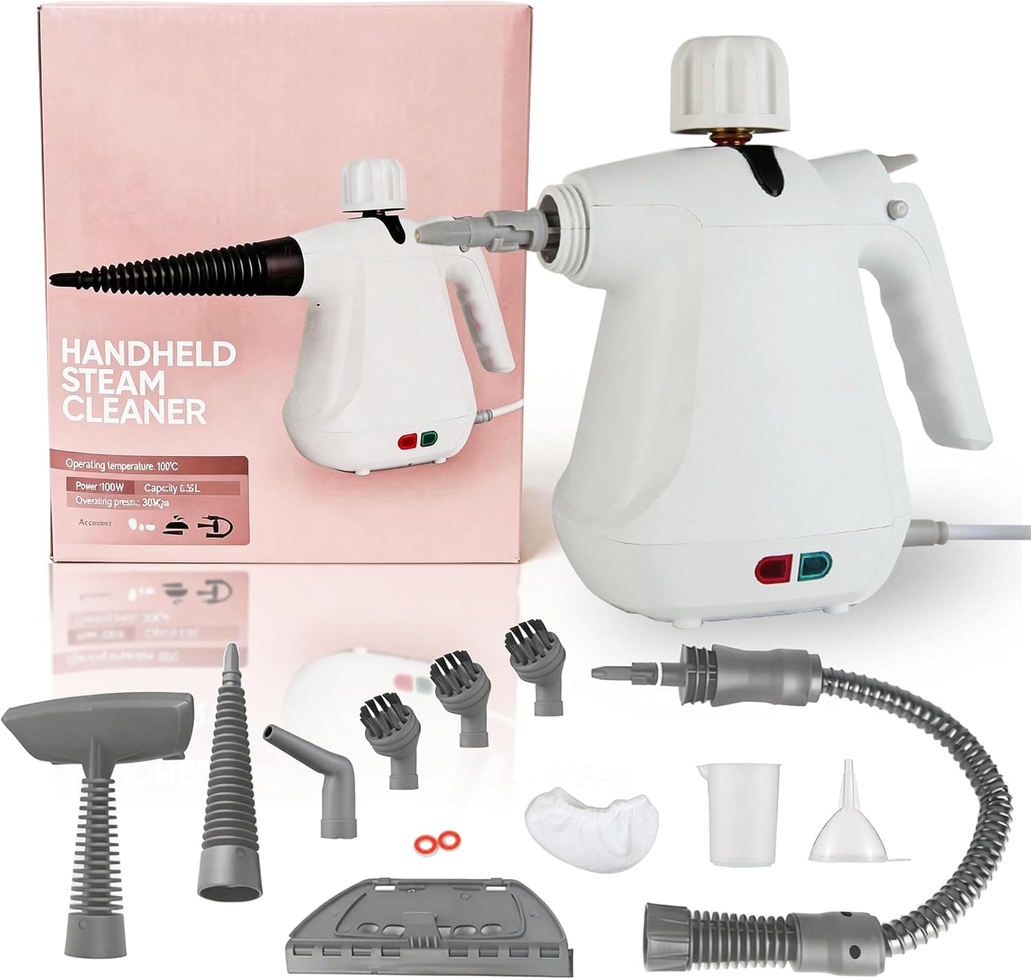 Steam Cleaner, Multi-Surface Steamer Cleaners for Cleaning with 13 Accessories, Large Capacity Handheld Steam Cleaner, Good for Home, Kitchen Grease, Bathroom Grout (White)