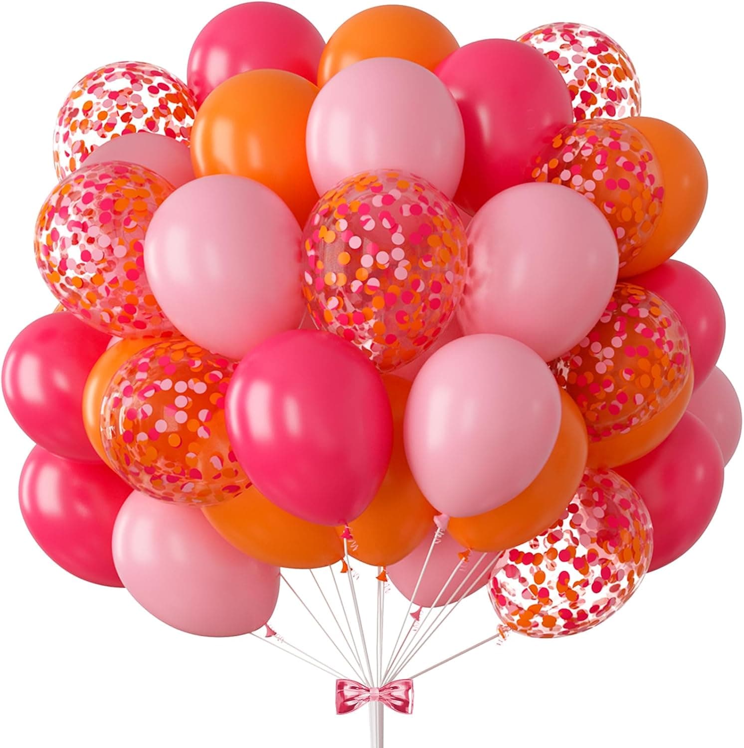 Hot Pink & Orange Balloon Arch Kit 73Pcs - 12in Confetti & Pastel Balloons for Girl's Birthday, Baby Shower, Tropical Pink and Orange Party Decorations