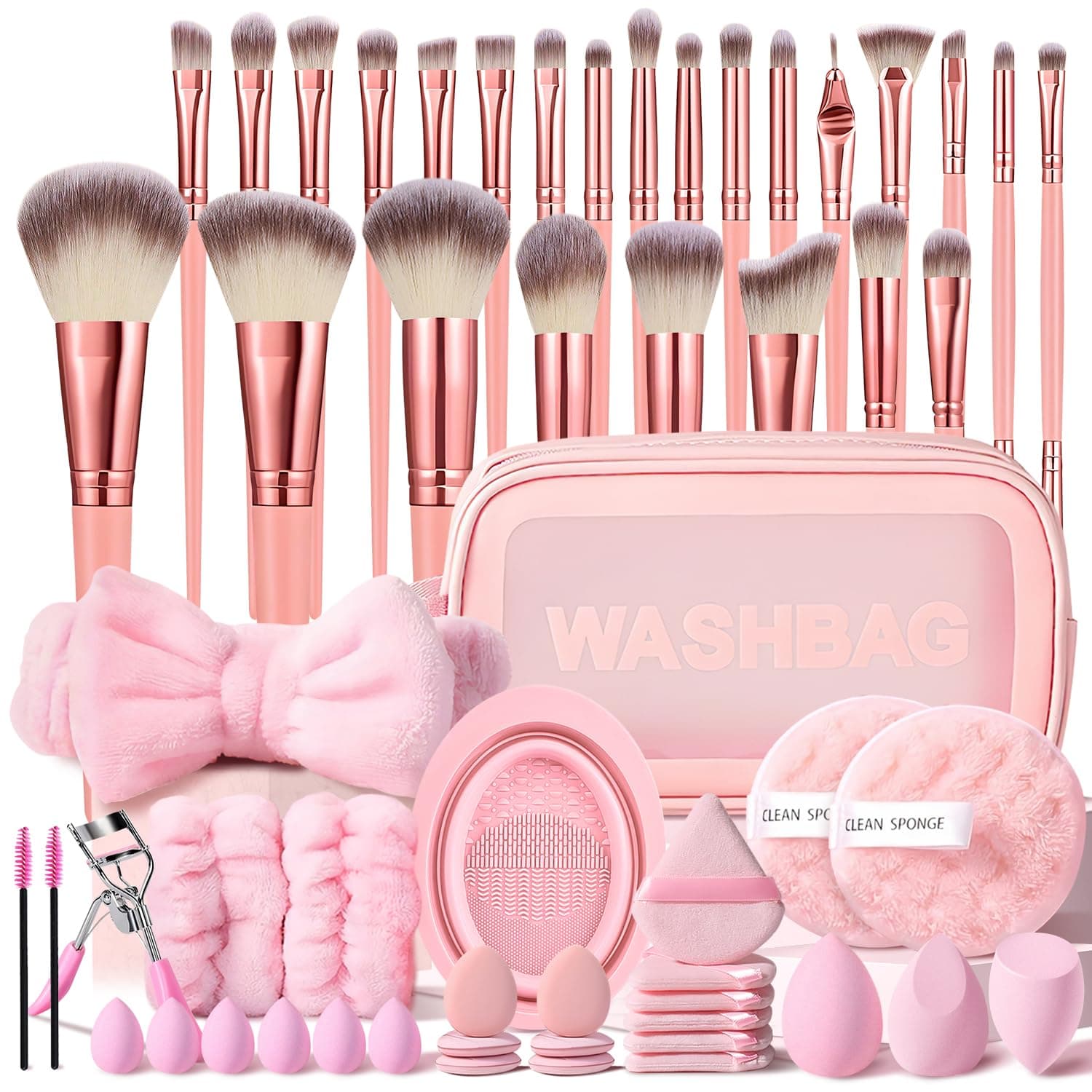 Pink Makeup Brushes Set Professional 56Pcs with Case Premium Synthetic for Foundation Concealer Blush Eyeshadow Powder Contour Makeup Brush Kit Face Eye Make up Brushes & Tools - image 1