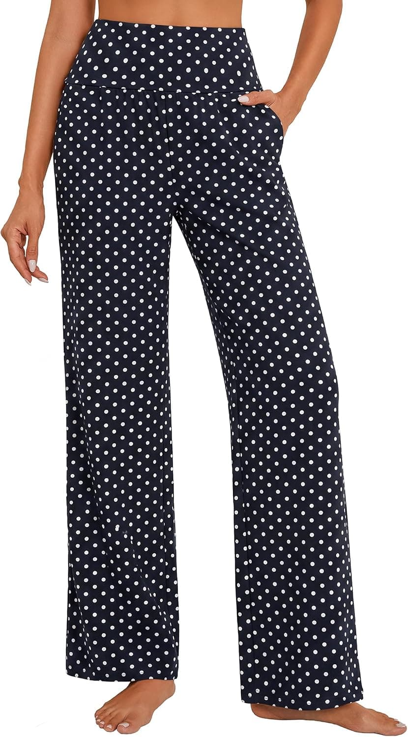 Arolina Womens Foldover Pants Casual Lounge High Waist Pajamas Bottoms with Pockets S-XXL