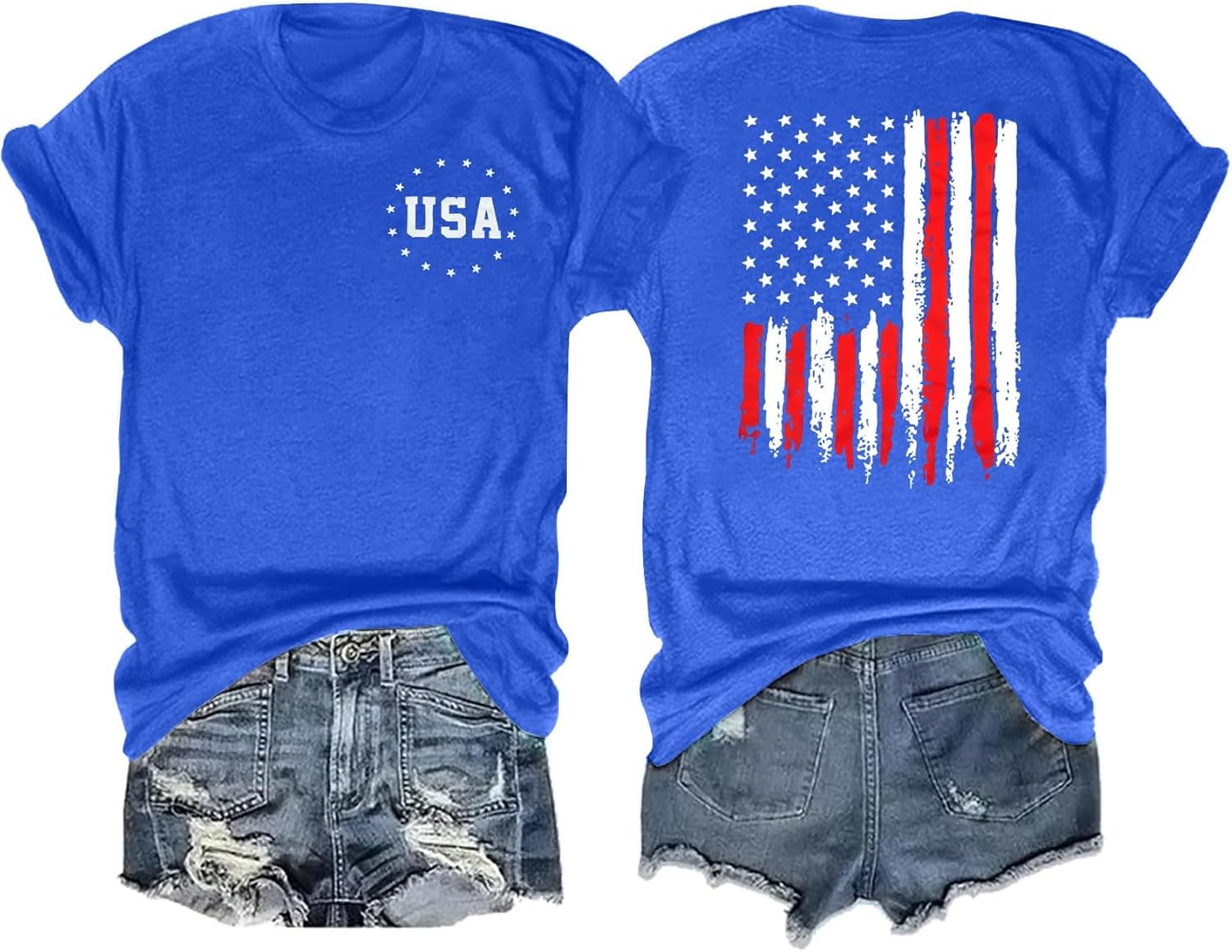 ALLTB 4th of July Shirt Women Loves Jesus and America Too Shirts Patriotic Tshirt Christian Short Sleeve Tee Top
