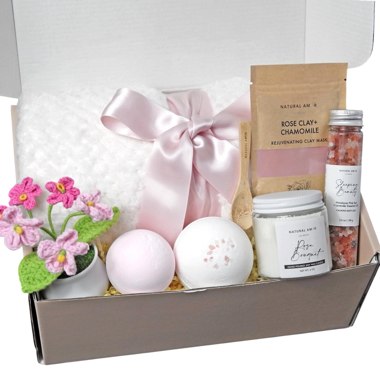 Spa Gift Basket for Women, Self Care Gift Set with Blanket, Bath Bombs, Candle – Relaxation Gift Box for Mom, Birthday, Mother's Day - image 1