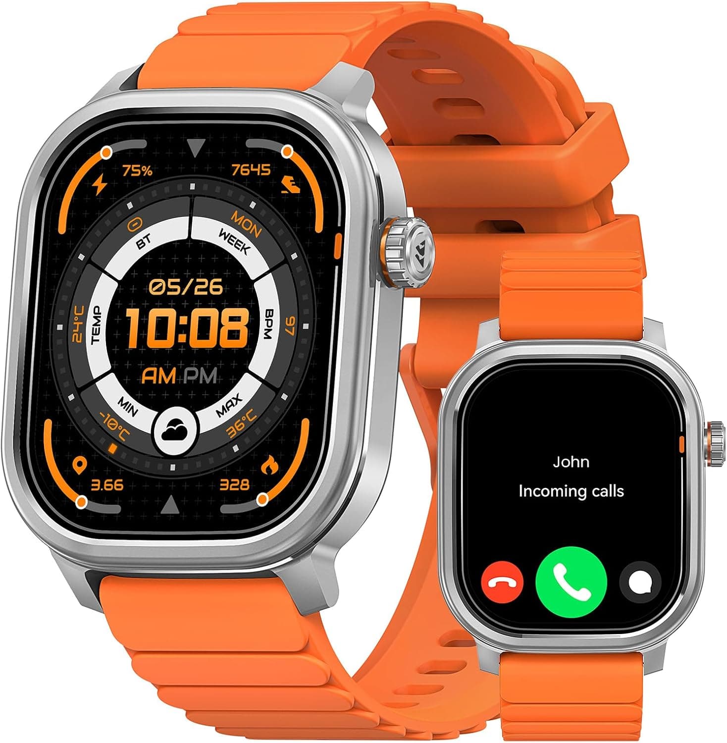 KOSPET Pulse Smart Watches for Men, Bluetooth Call/Answer, 25 Days Battery Life, 1.96 inch AMOLED, 24/7 Heart Rate & Sleep Monitoring, Compatible for Android & iOS, for Men