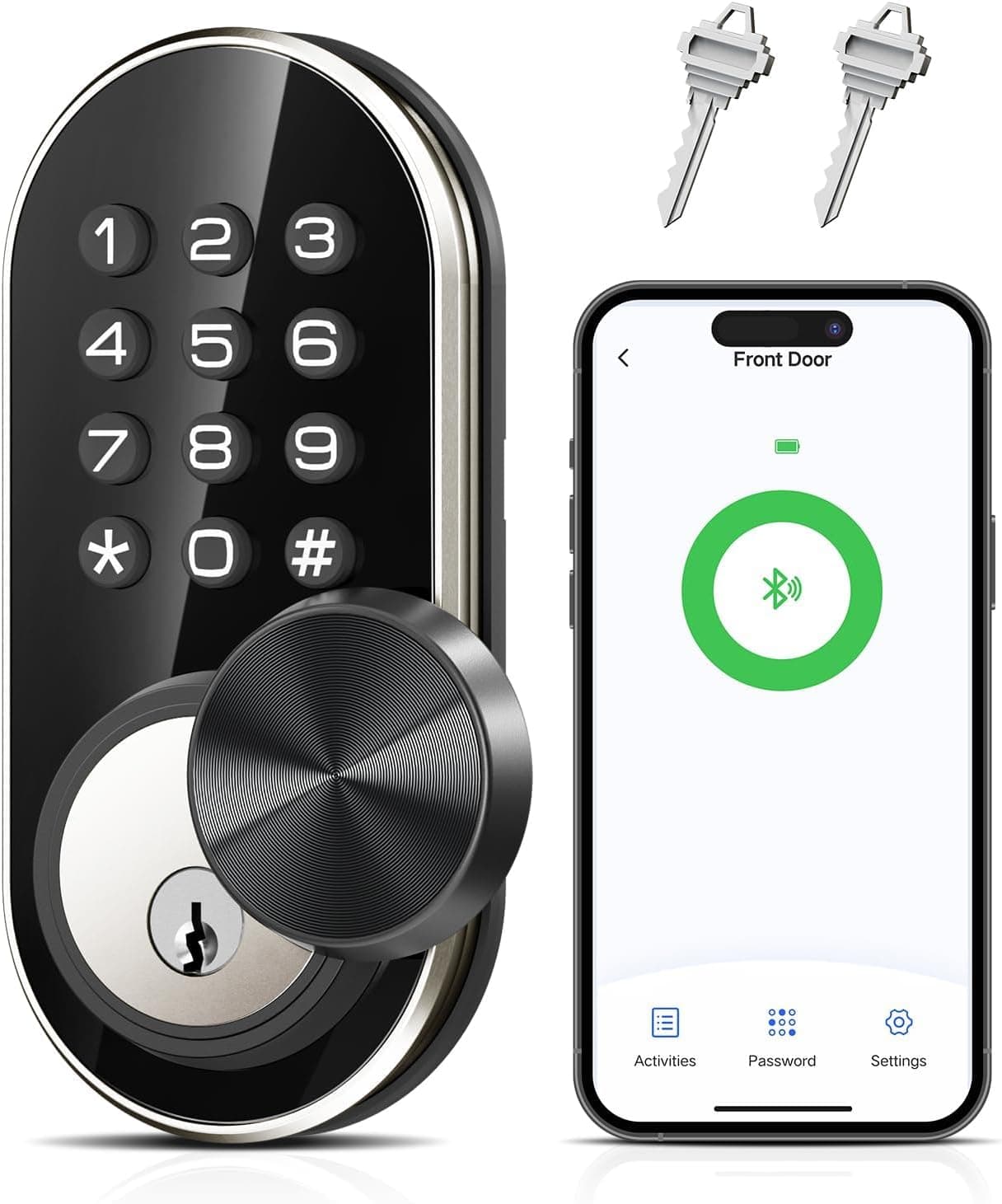 TEEHO TE341 Smart Keyless Entry Door Lock with App Control, Digital Keypad Bluetooth Electronic Deadbolt with Auto Lock, Easy Installation - Silver - image 1