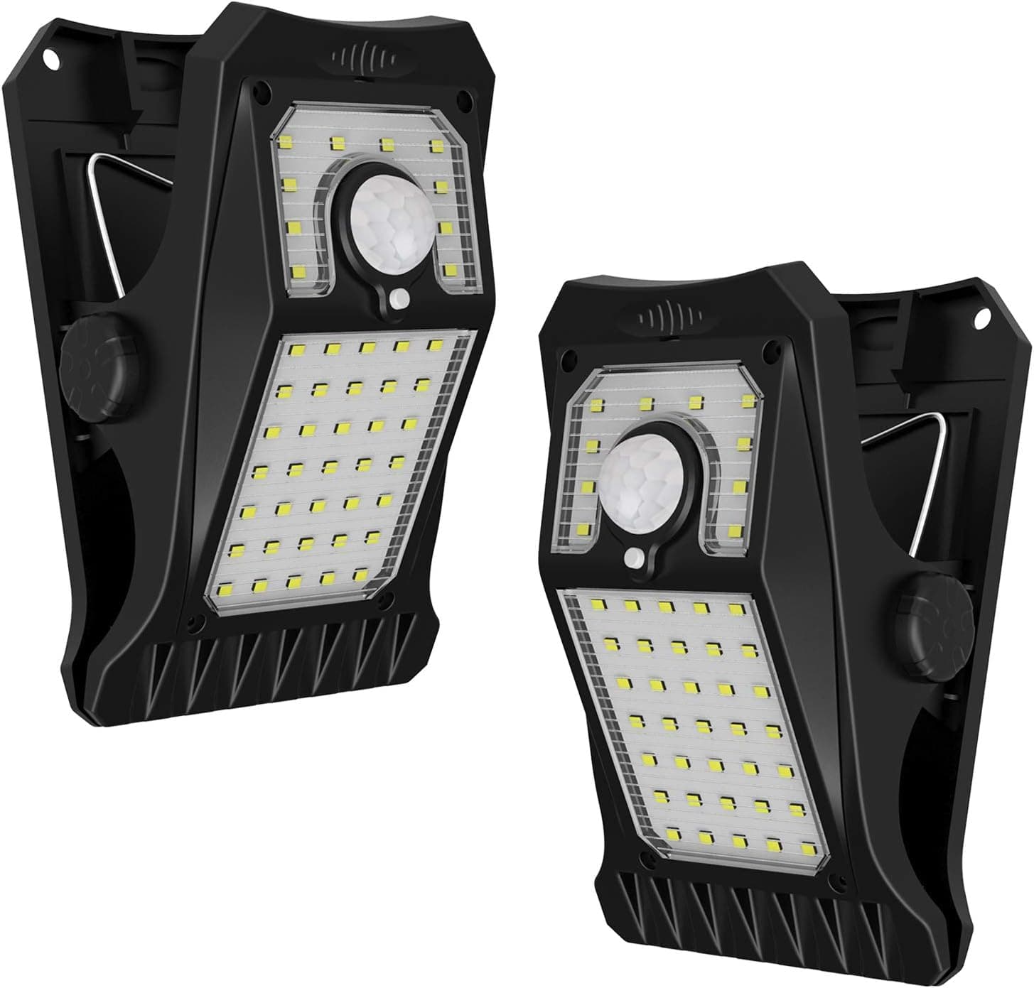 Tryme 45LEDs Solar Lights Outdoor Clip Motion Sensor Lights 3 Modes 3 Mounting Ways IP65 Waterproof Security Light for Chain Link Fence Camping Gate (2 Pack) - image 1