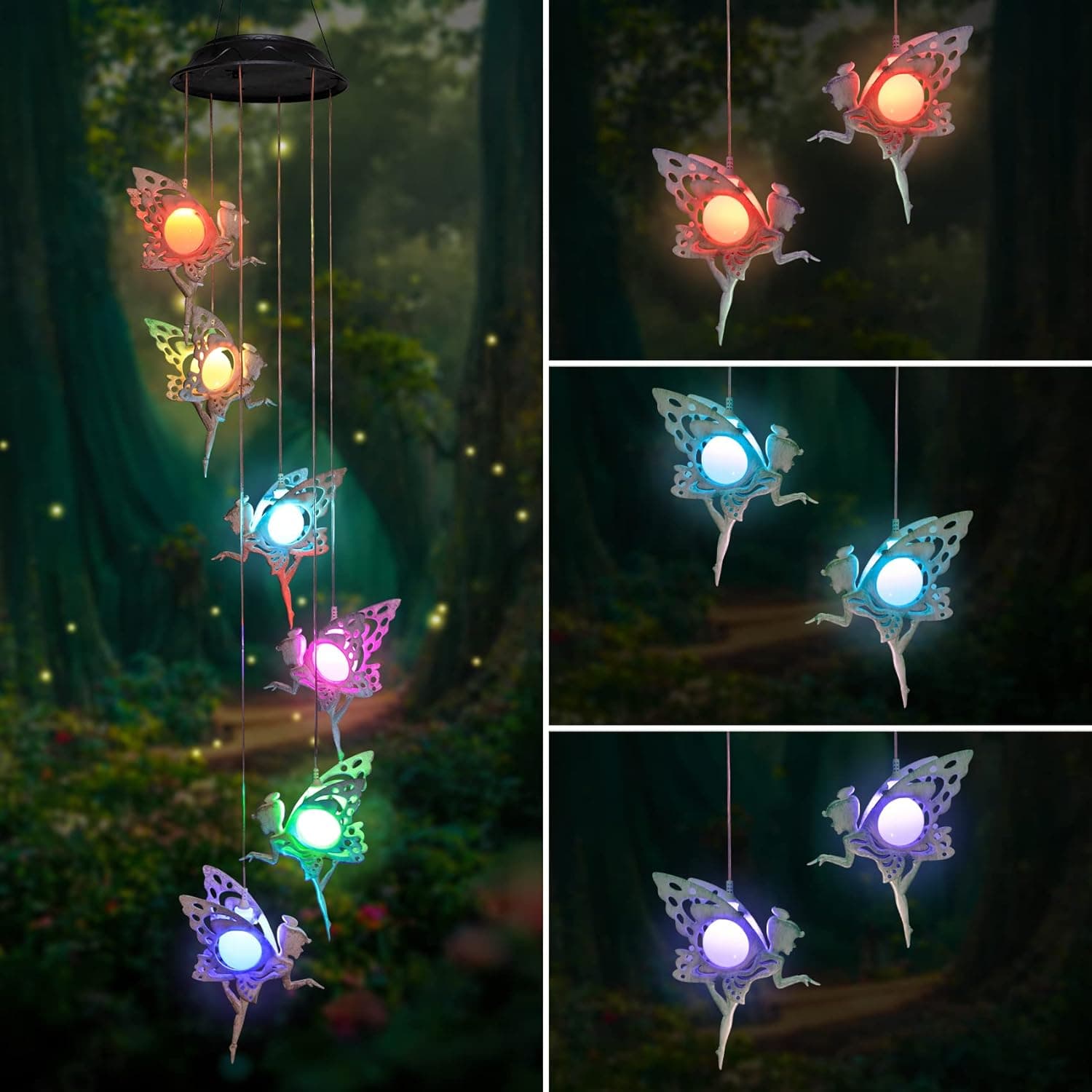 Tryme Solar Wind Chimes for Outside Changing Colors Fairy Wind Chime Lights Windchimes Outdoors Unique Decorative Mobile Gifts for Mother's Day Thanksgiving Christmas Birthday - image 1