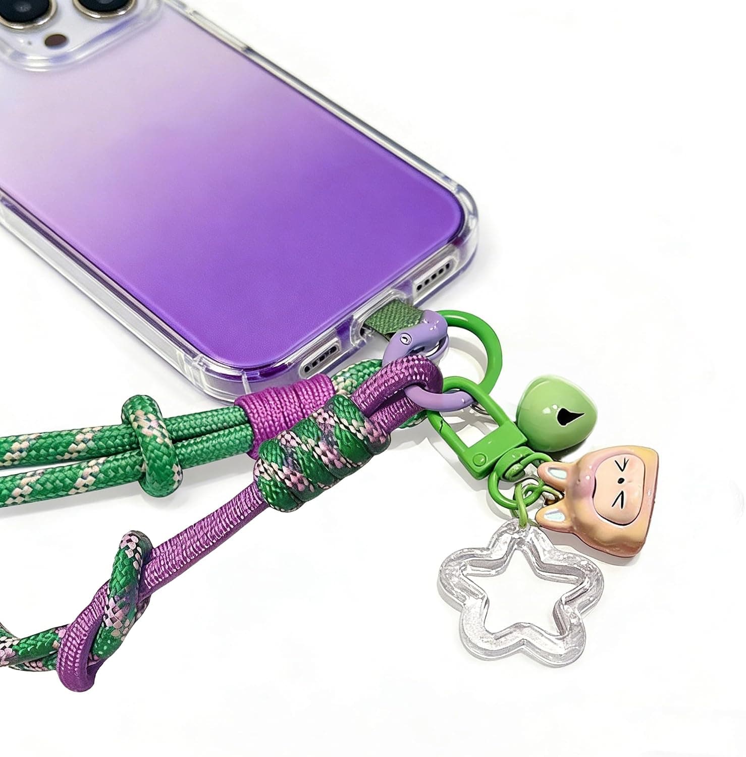 Cute Glossy Pendant Wrist Lanyard for Women Anti-Lost Phone Strap with Braided Rope, Versatile Key Charm for Bag - image 1