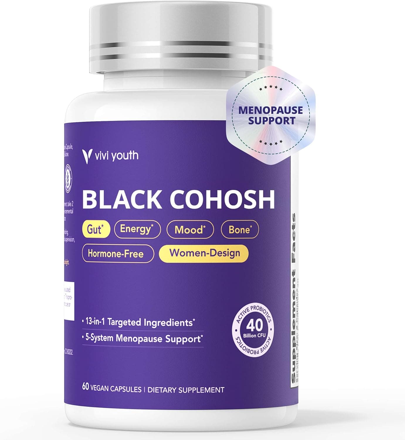 Menopause Supplements for Women with Black Cohosh 5:1 Extract - Hormone Harmony for Hot Flashes, Night Sweats, Mood Swings & Bloating - 30 Servings