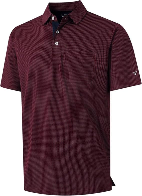 M MAELREG Mens Polo Shirts Short Sleeve Dry Fit Jacquard Performance Moisture Wicking Casual Pocket Golf Shirts for Men - image 1