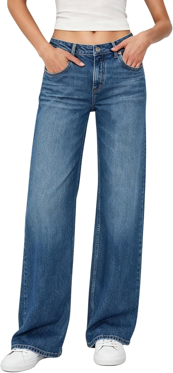 Women's Wide Leg High Waisted Jeans Stretchy Denim Pants Loose Fit Baggy Straight Leg for 2026 Trendy Outfits - image 1