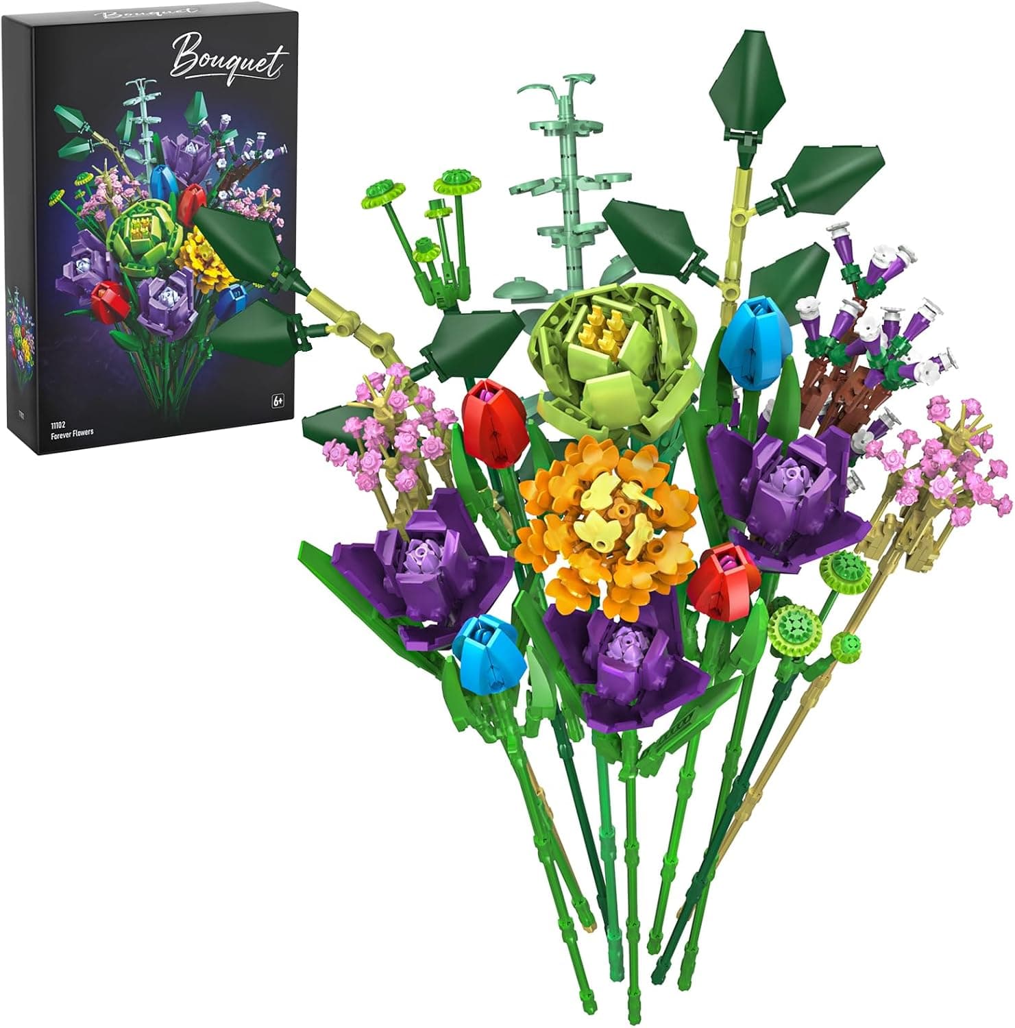 Flowers Bouquet Building Set, Artificial Flowers Botanical Collection Kits for Home Decoration, Adults Women Teen Girls Ages 14+, Gifts for Birthdays Valentines Mother's Day - image 1